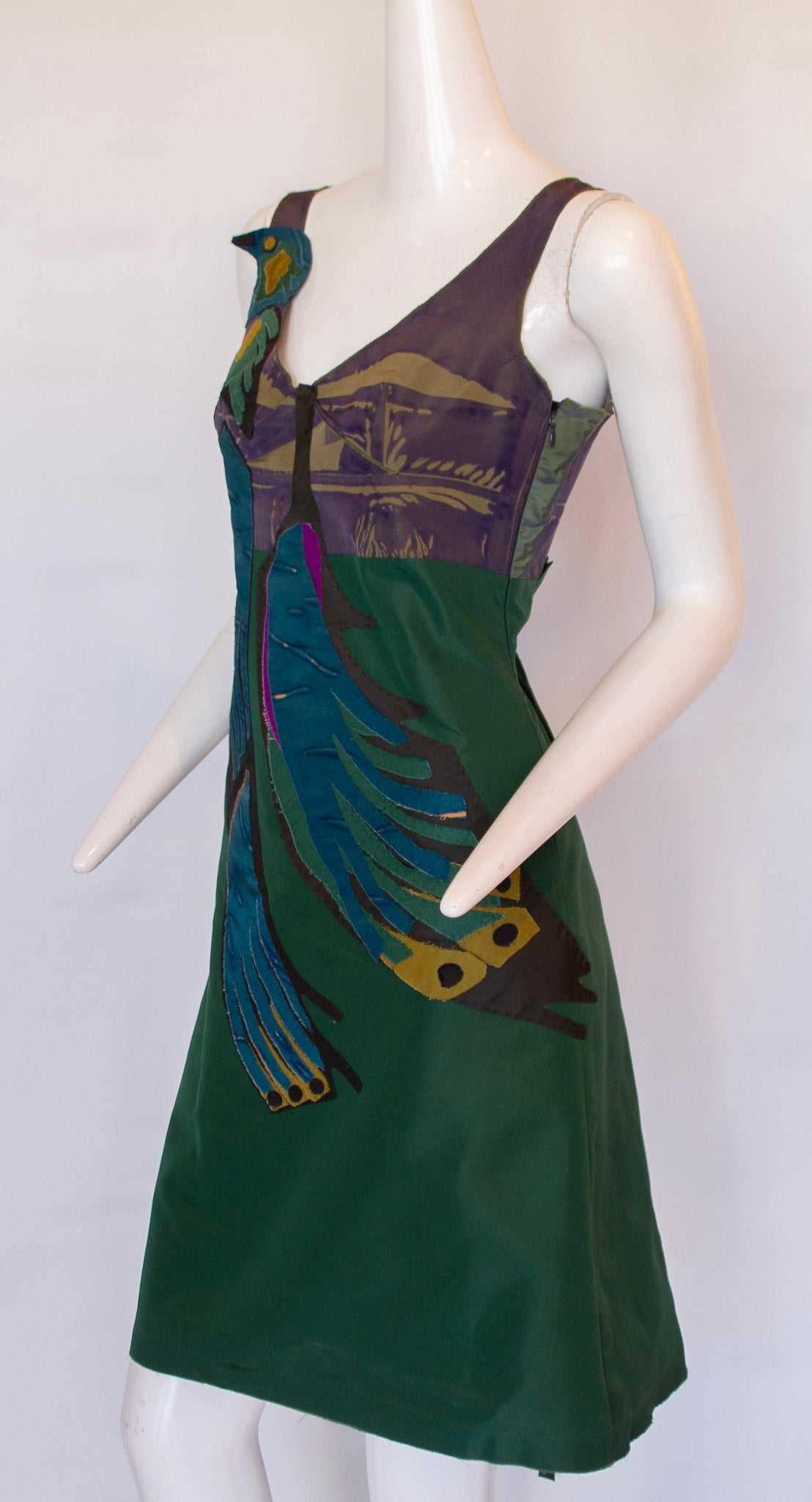 PRADA Spring 2005 Ready-to-Wear Silk Peacock Dress