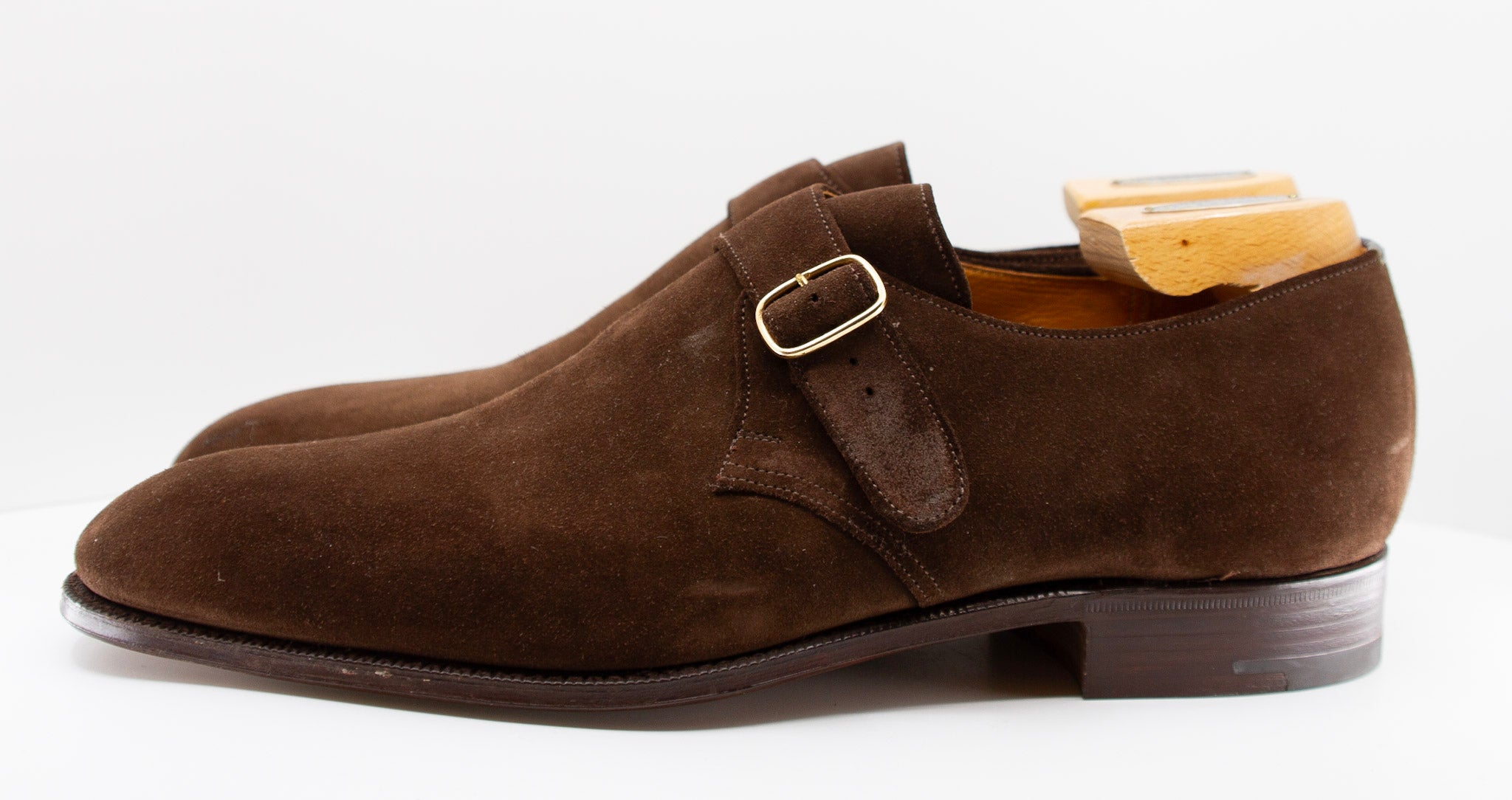CHURCH'S, soft suede leather monk strap brown, Estate of André Leon Talley
