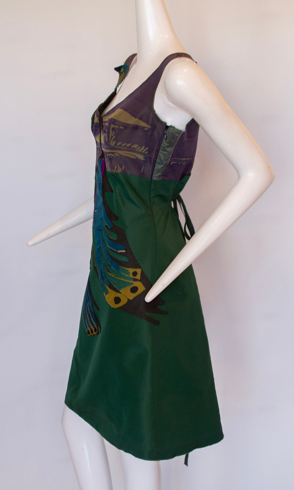 PRADA Spring 2005 Ready-to-Wear Silk Peacock Dress