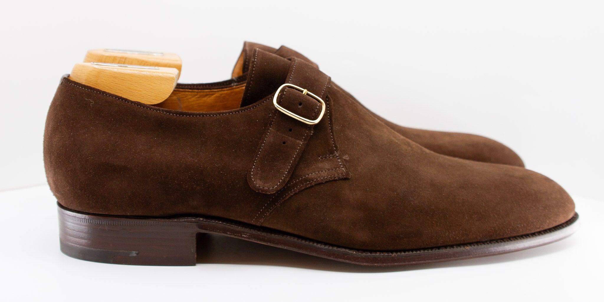 CHURCH'S, soft suede leather monk strap brown, Estate of André Leon Talley