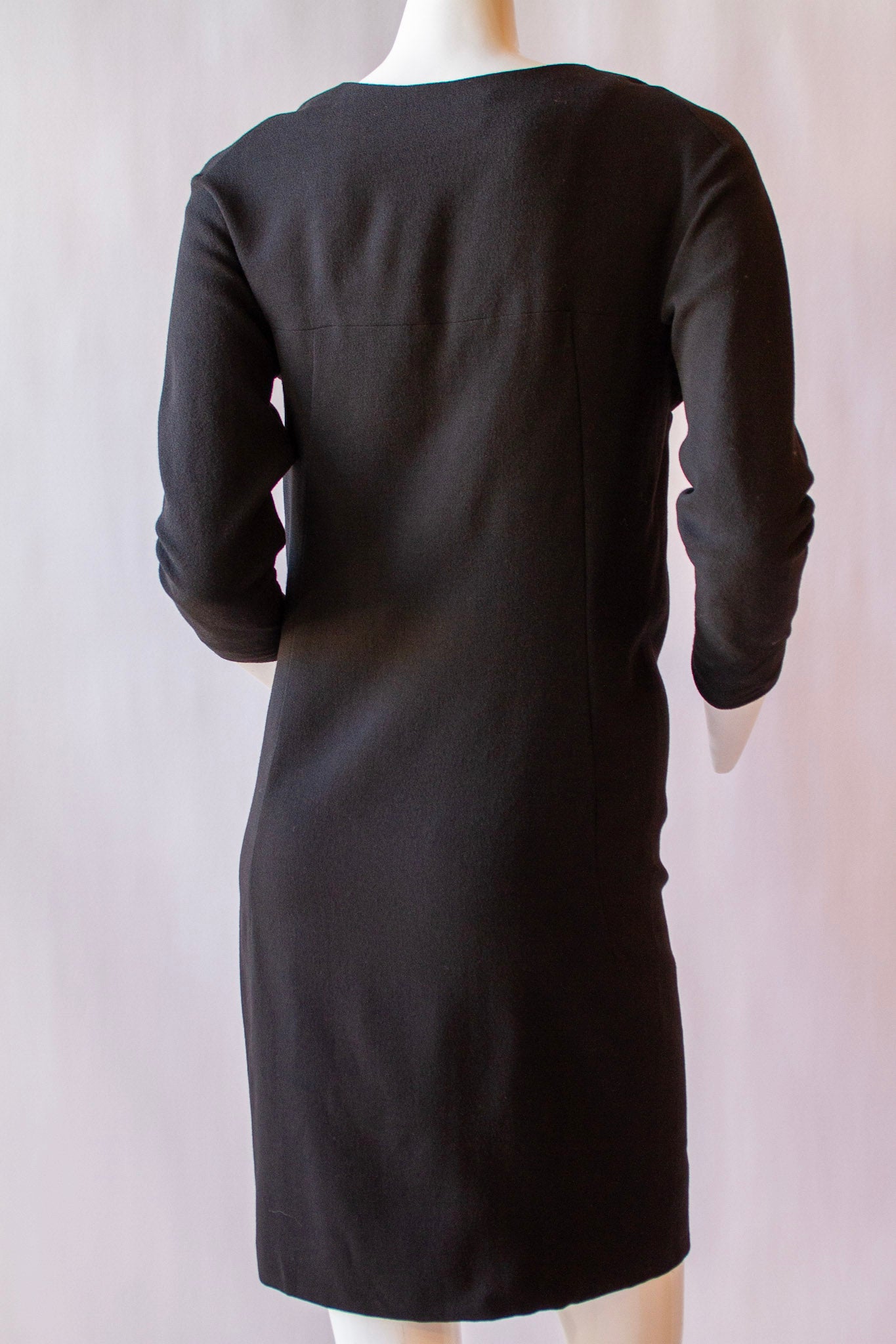 NINA RICCI, "Mademoiselle Ricci", Silk Lined, Black, Wool Crepe, Empire Waist, Dress, circa 1960s