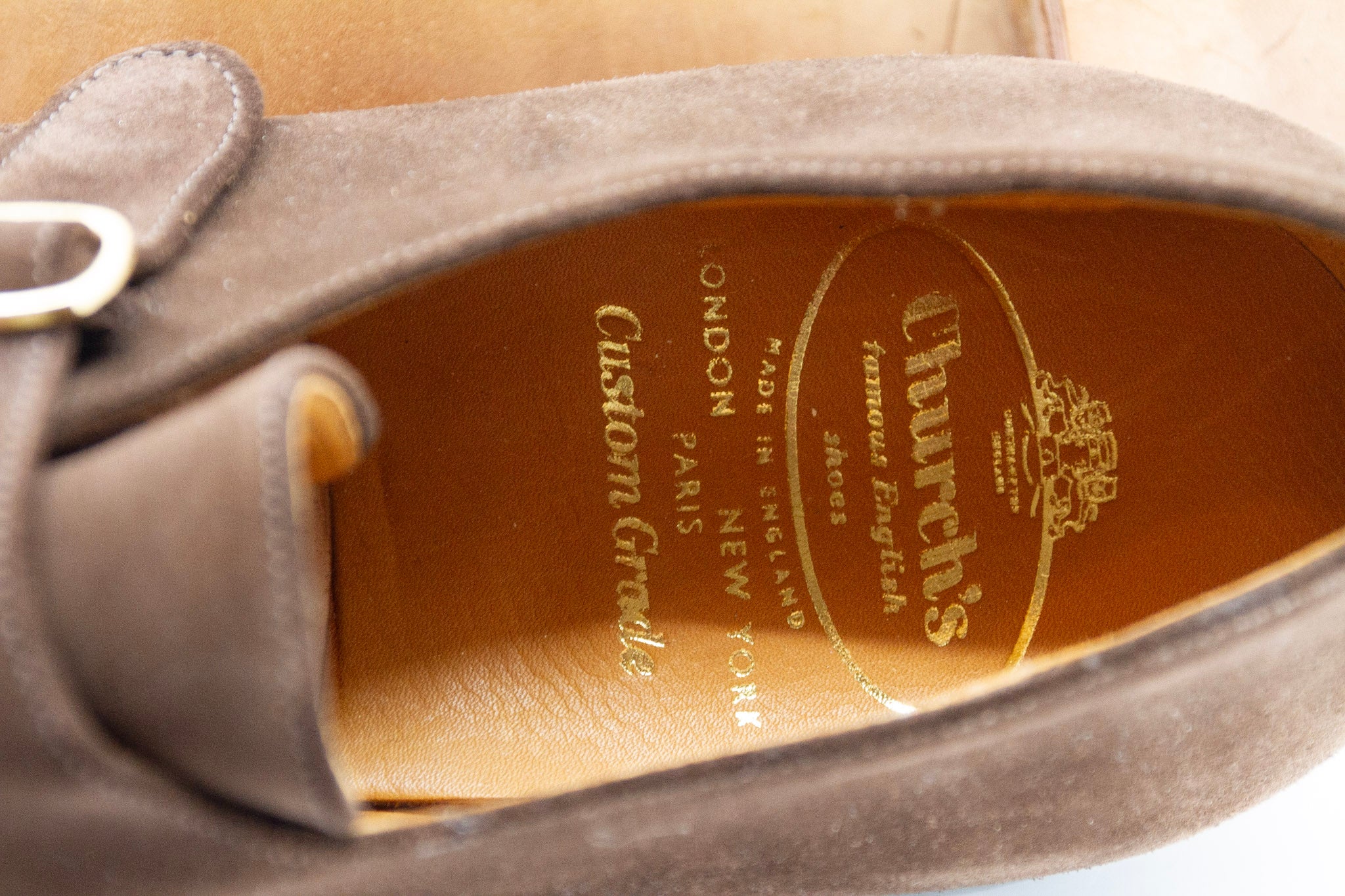 CHURCH'S, soft suede leather monk strap brown, Estate of André Leon Talley