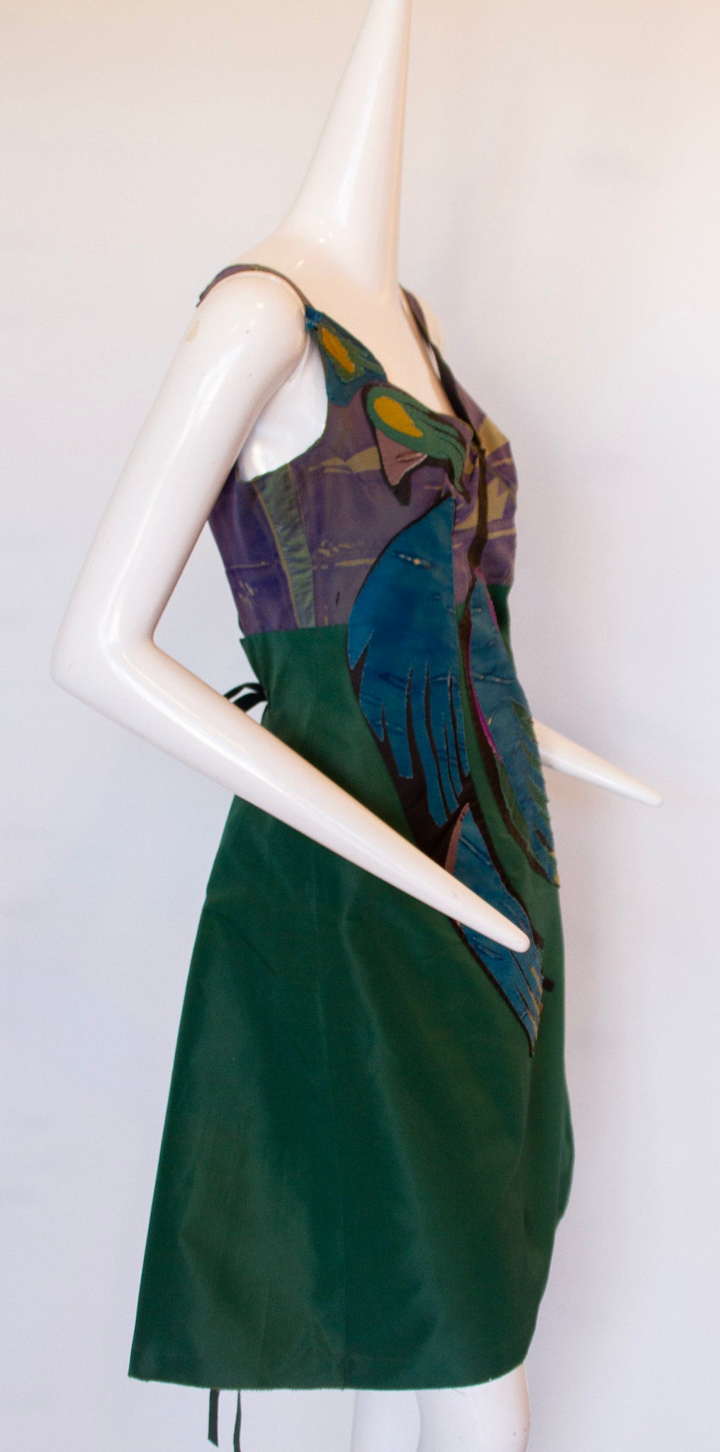 PRADA Spring 2005 Ready-to-Wear Silk Peacock Dress