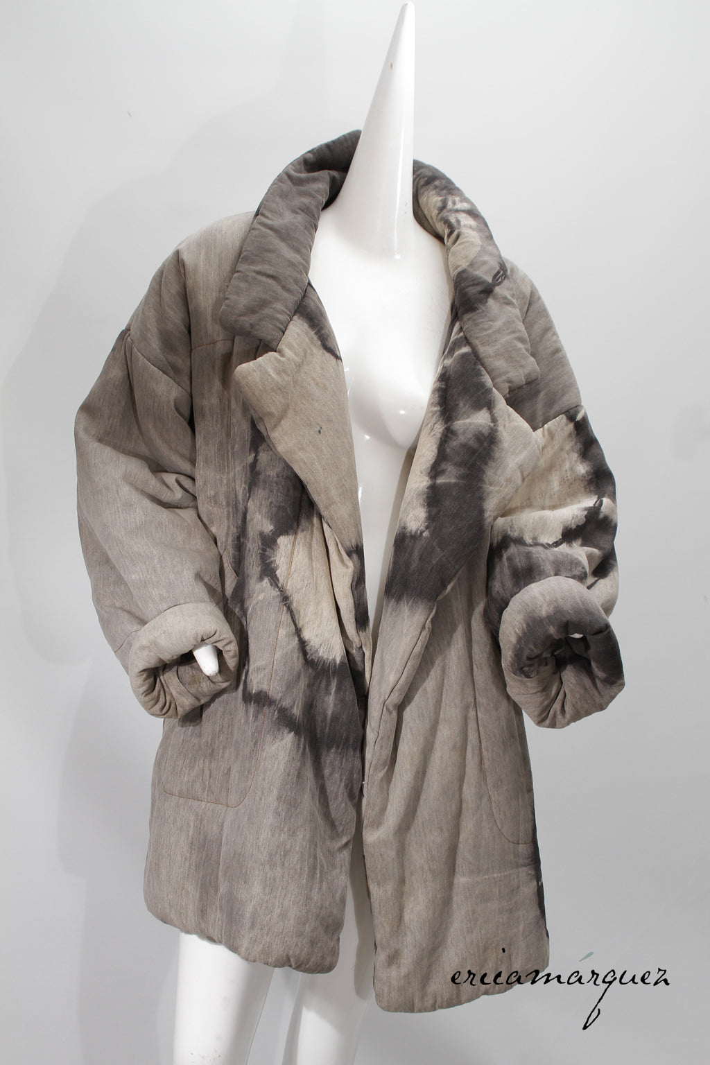 18008 KAMALI, Grey Oversized Fit Casual Jacket with Notched Collar