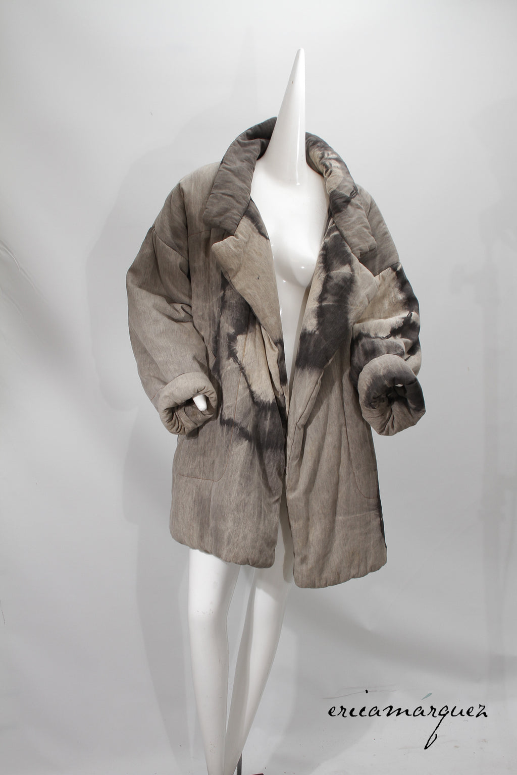 18008 KAMALI, Grey Oversized Fit Casual Jacket with Notched Collar