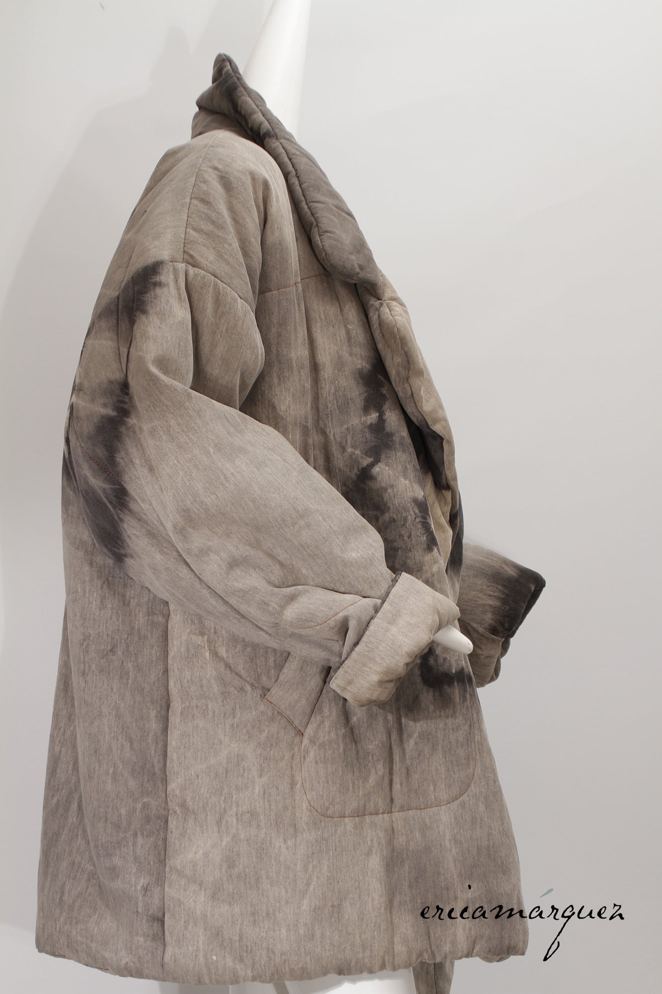 18008 KAMALI, Grey Oversized Fit Casual Jacket with Notched Collar