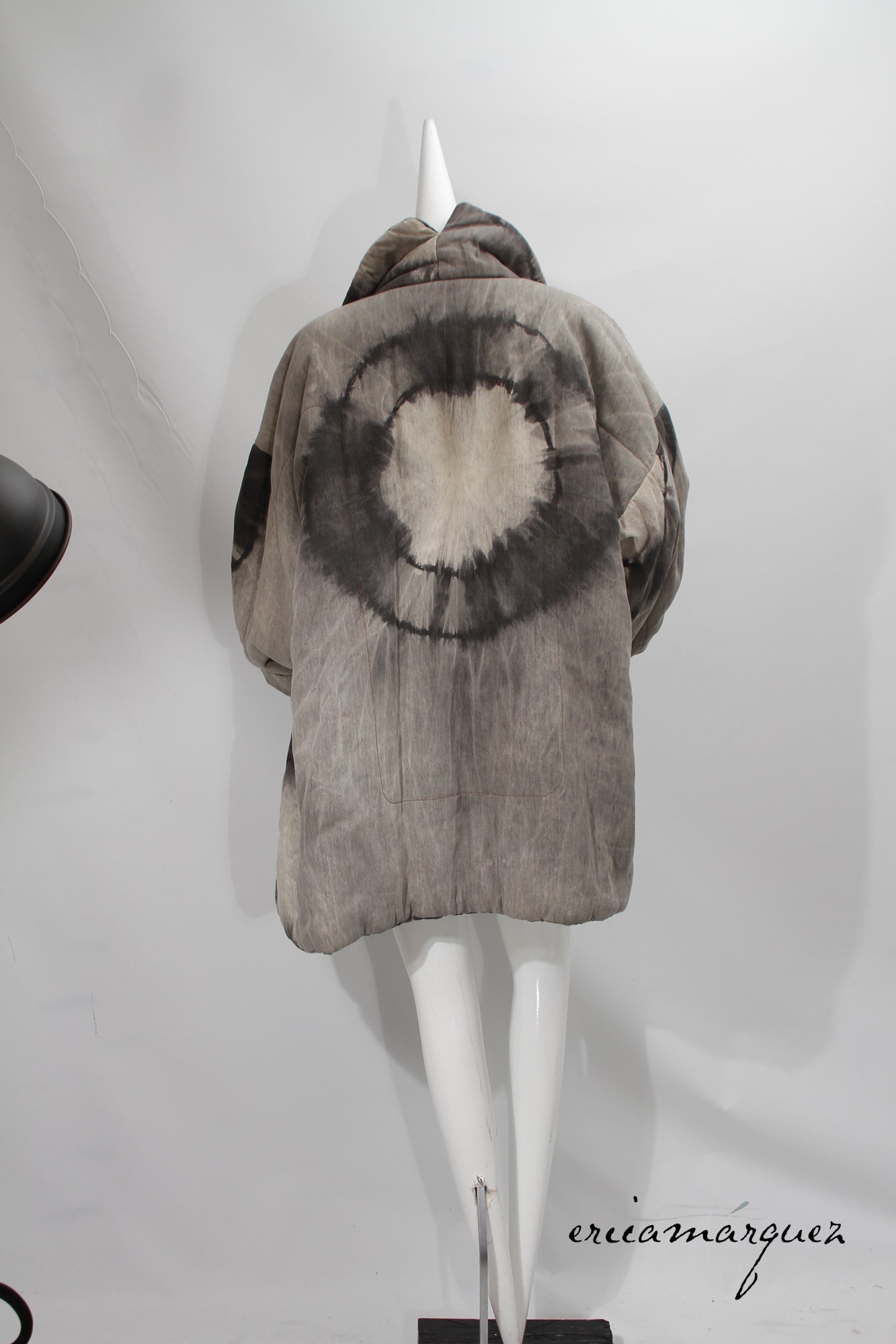 18008 KAMALI, Grey Oversized Fit Casual Jacket with Notched Collar