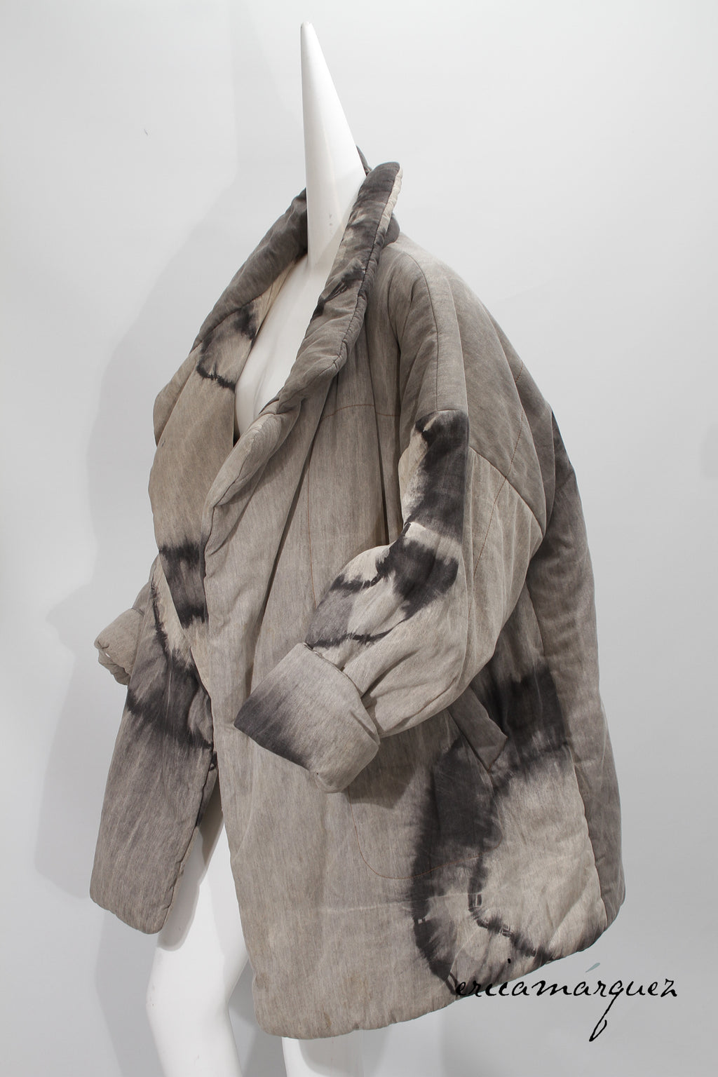 18008 KAMALI, Grey Oversized Fit Casual Jacket with Notched Collar