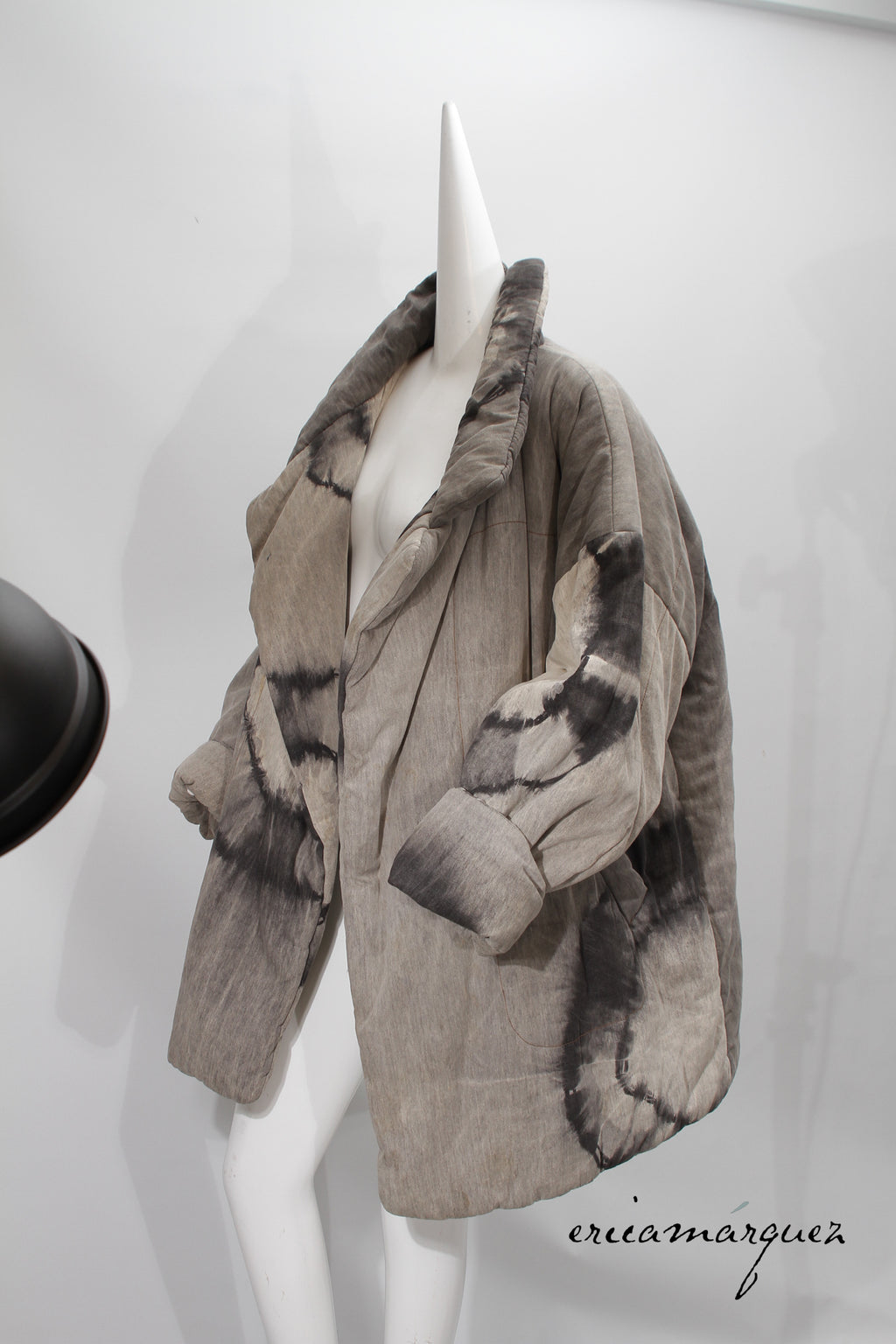 18008 KAMALI, Grey Oversized Fit Casual Jacket with Notched Collar