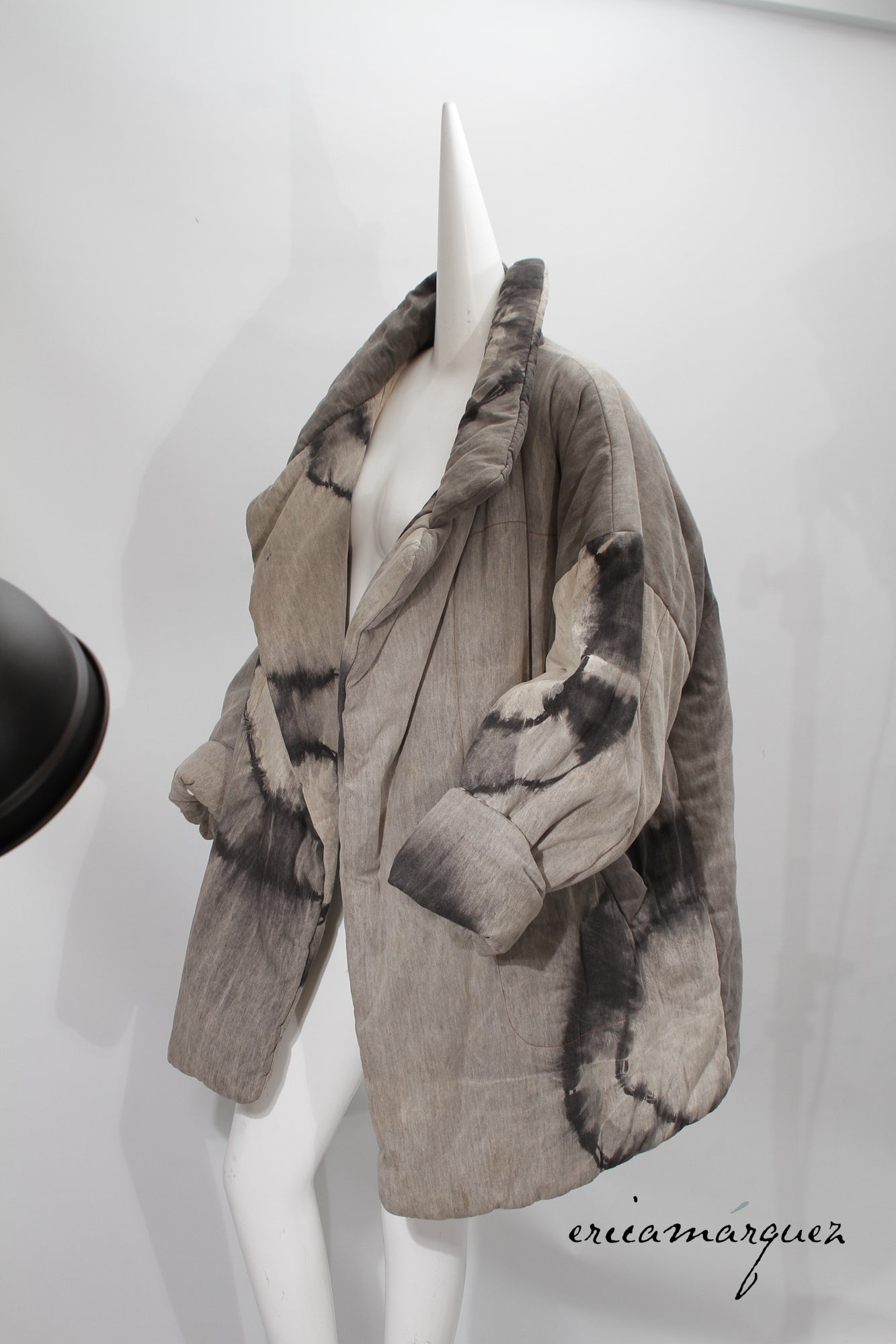 18008 KAMALI, Grey Oversized Fit Casual Jacket with Notched Collar