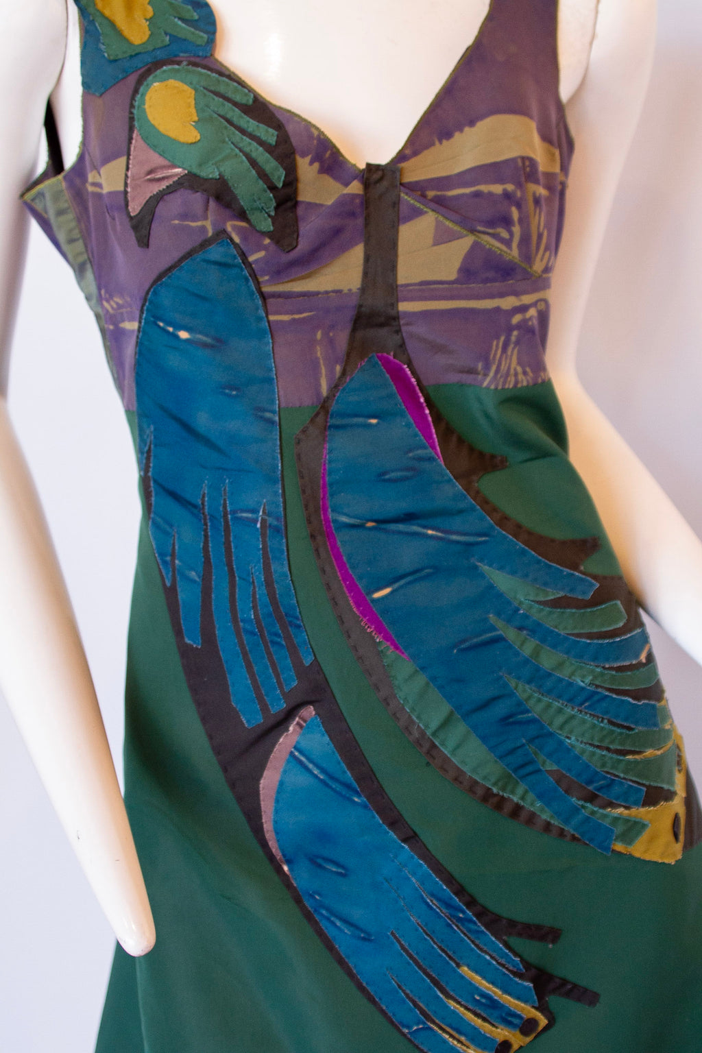 PRADA Spring 2005 Ready-to-Wear Silk Peacock Dress