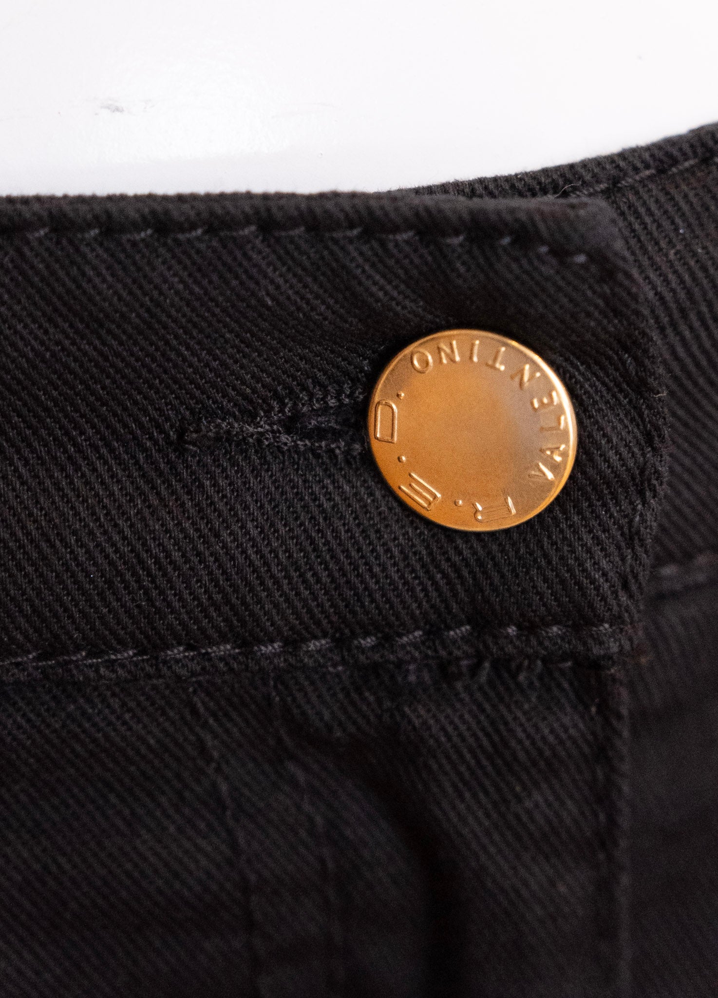 VALENTINO RED Long Black Jean Shorts with 'V' Decals