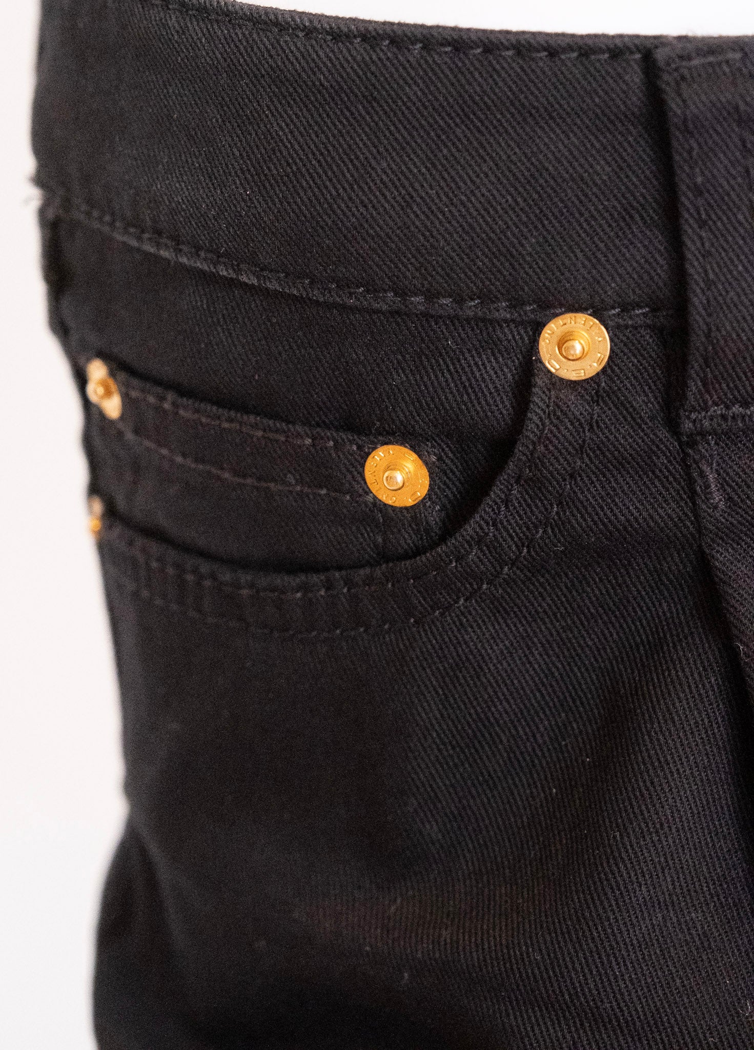 VALENTINO RED Long Black Jean Shorts with 'V' Decals