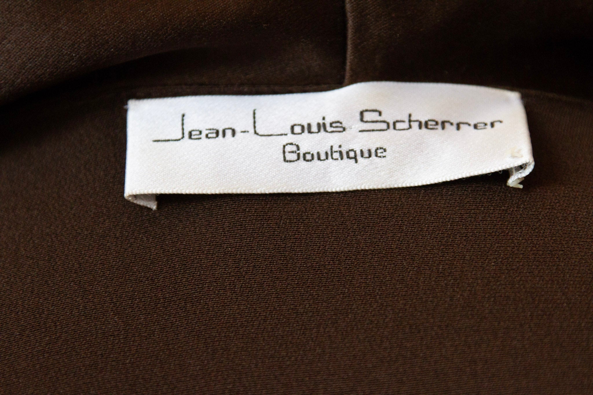 JEAN-LOUIS SCHERRER 100% Silk Chocolate Blouse with Flare Sleeves and Side Ruching with Zipper