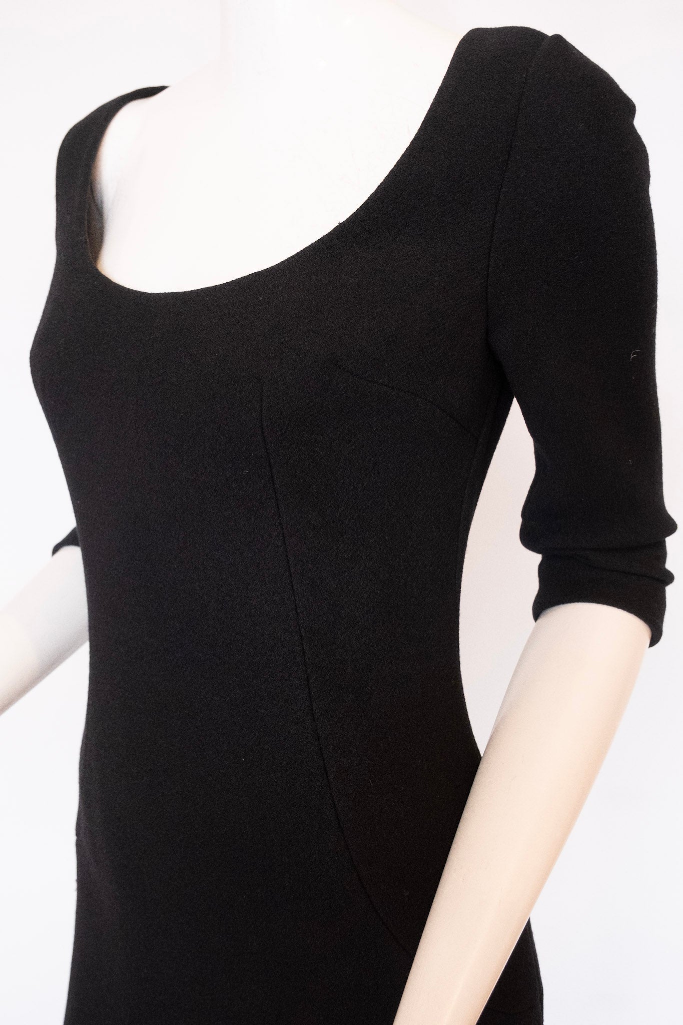 DOLCE & GABBANA Made in Italy 3/4 Sleeve Scoop Neck Knee Length Black Dress