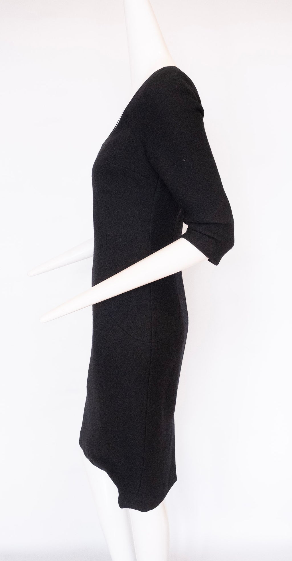 DOLCE & GABBANA Made in Italy 3/4 Sleeve Scoop Neck Knee Length Black Dress