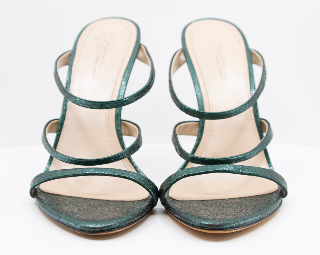 VINCE CAMUTO Imagine Collection Metallic Green Strappy Slip On Heels