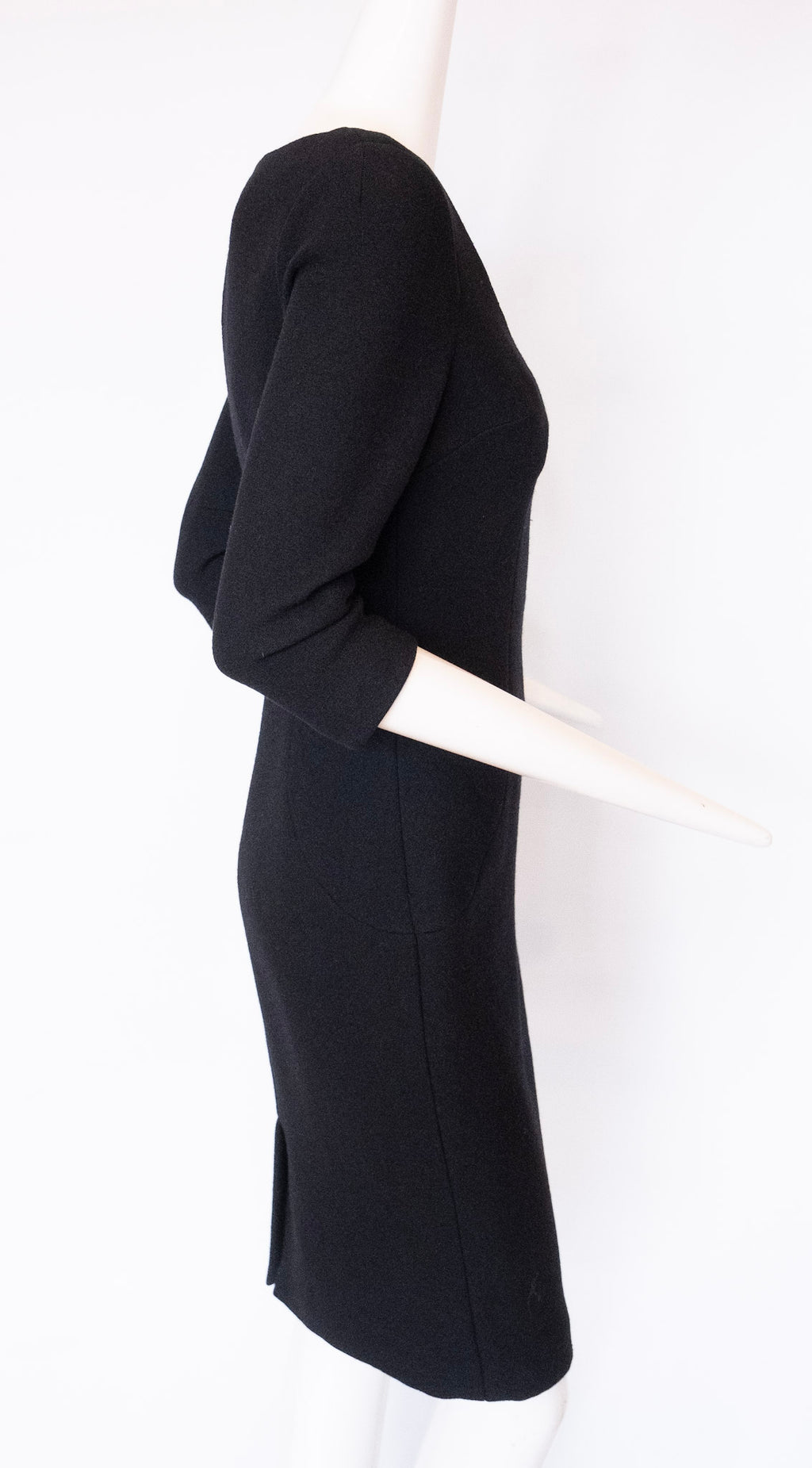 DOLCE & GABBANA Made in Italy 3/4 Sleeve Scoop Neck Knee Length Black Dress