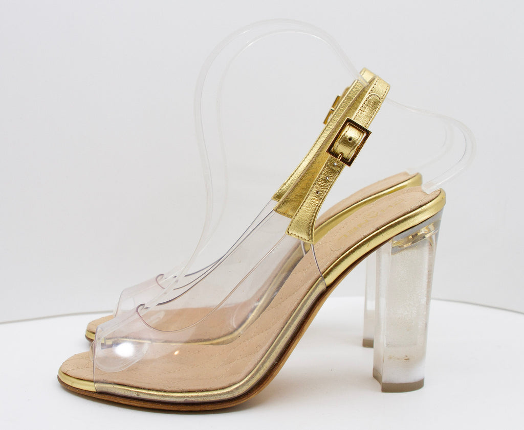 CHANEL Clear Sling-Back Heels
