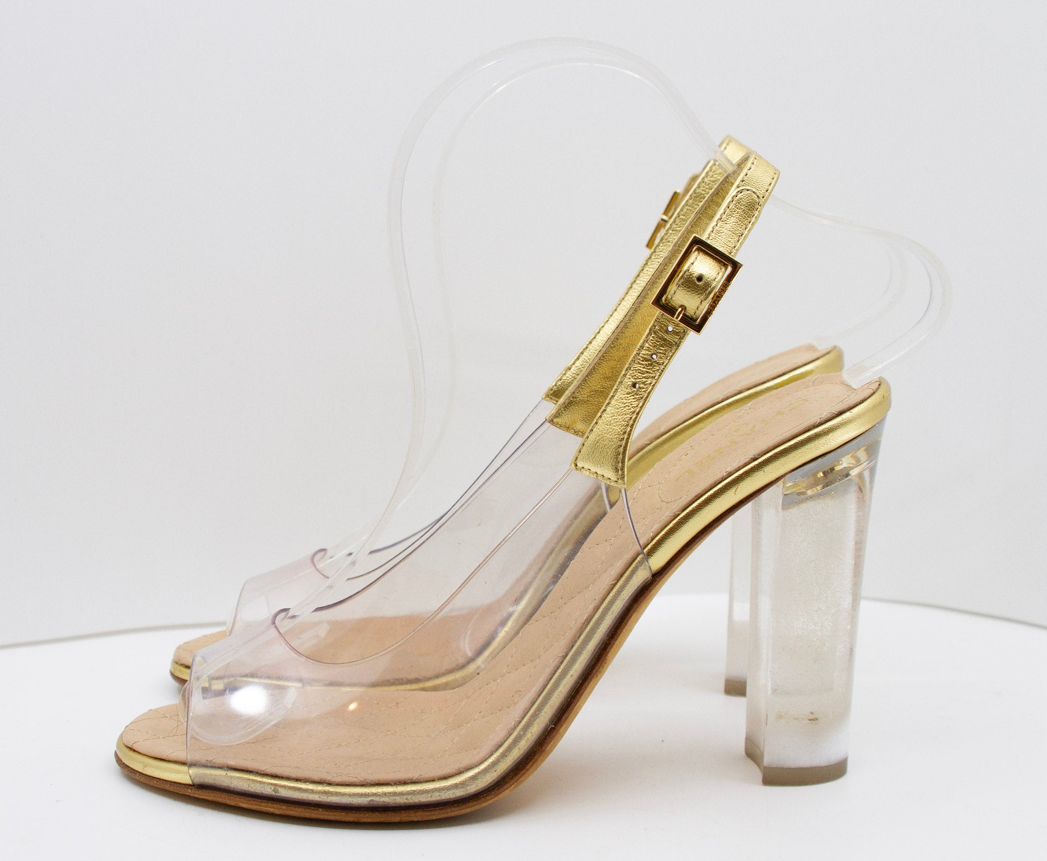 CHANEL Clear Sling-Back Heels