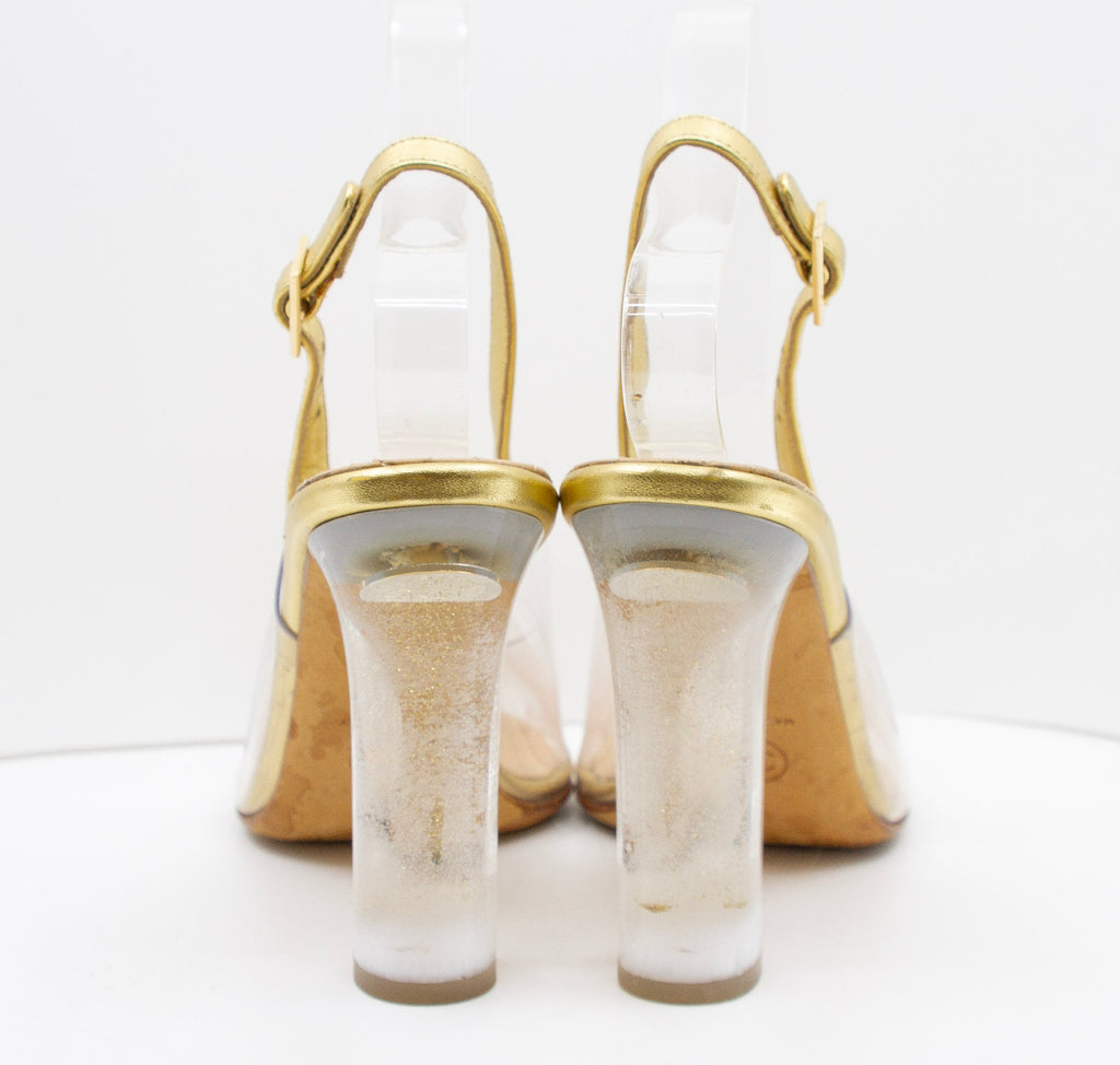 CHANEL Clear Sling-Back Heels