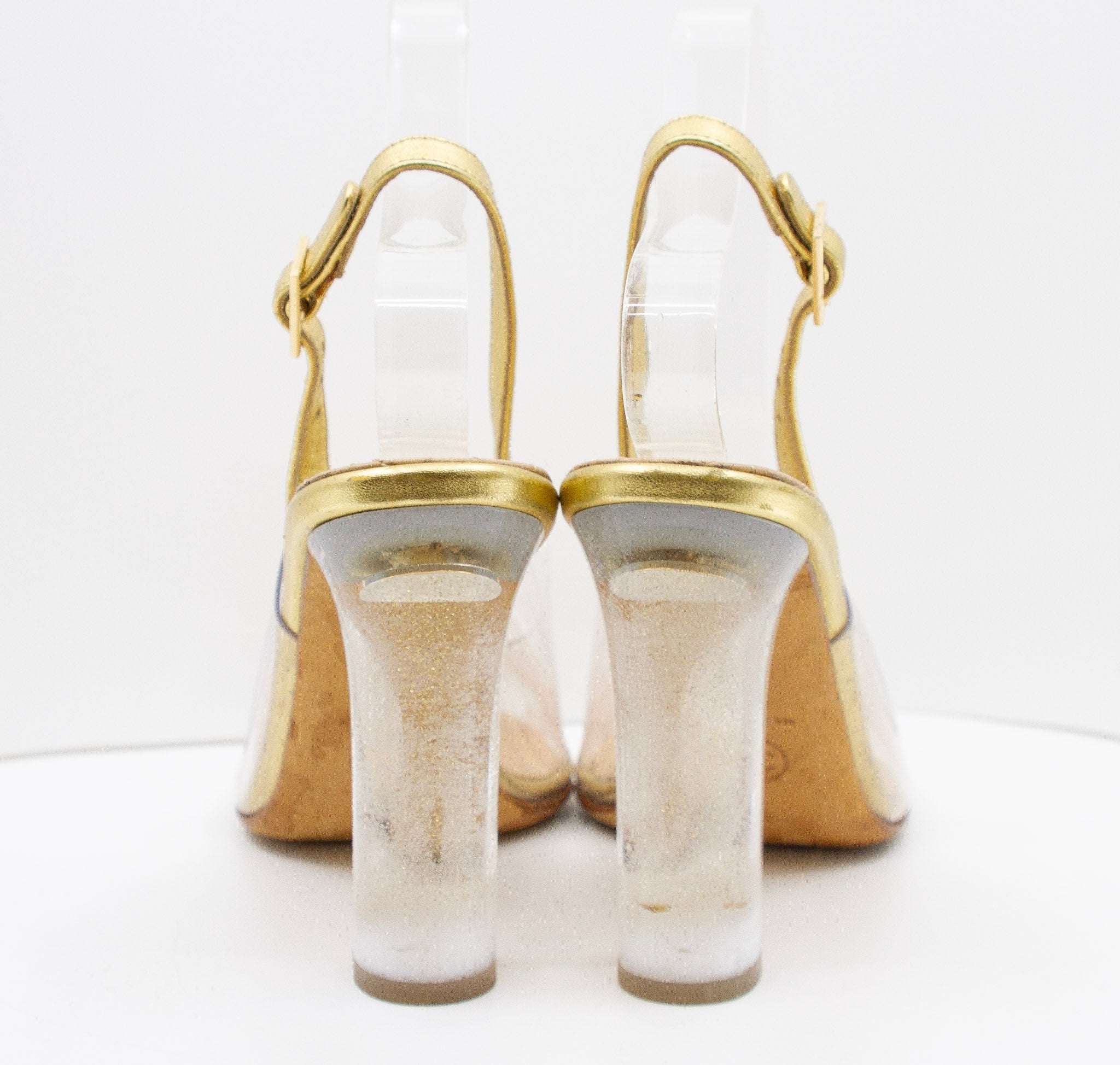 CHANEL Clear Sling-Back Heels