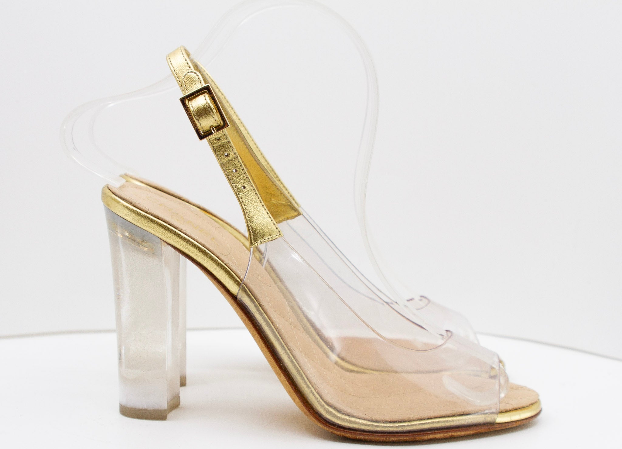 CHANEL Clear Sling-Back Heels