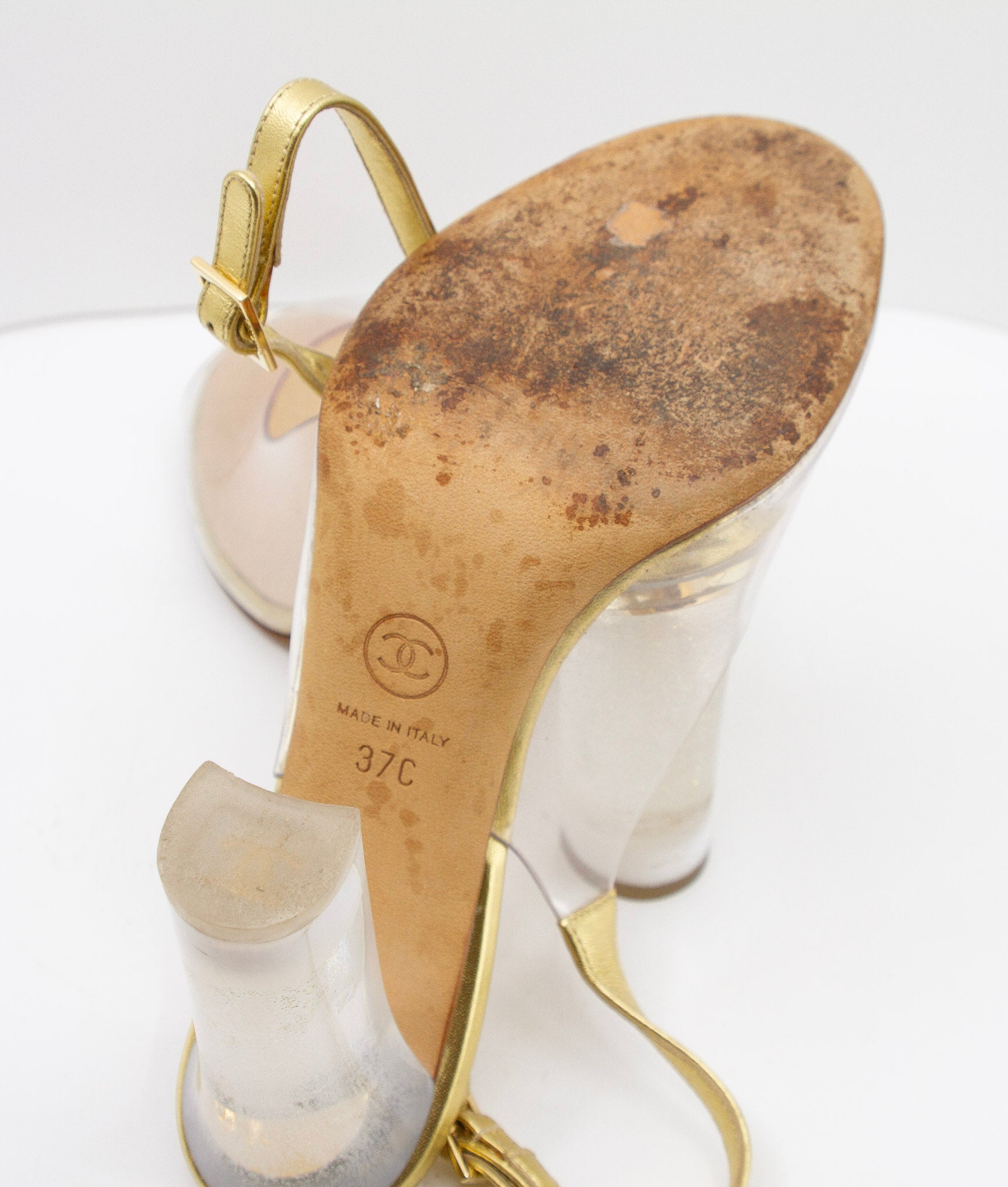 CHANEL Clear Sling-Back Heels