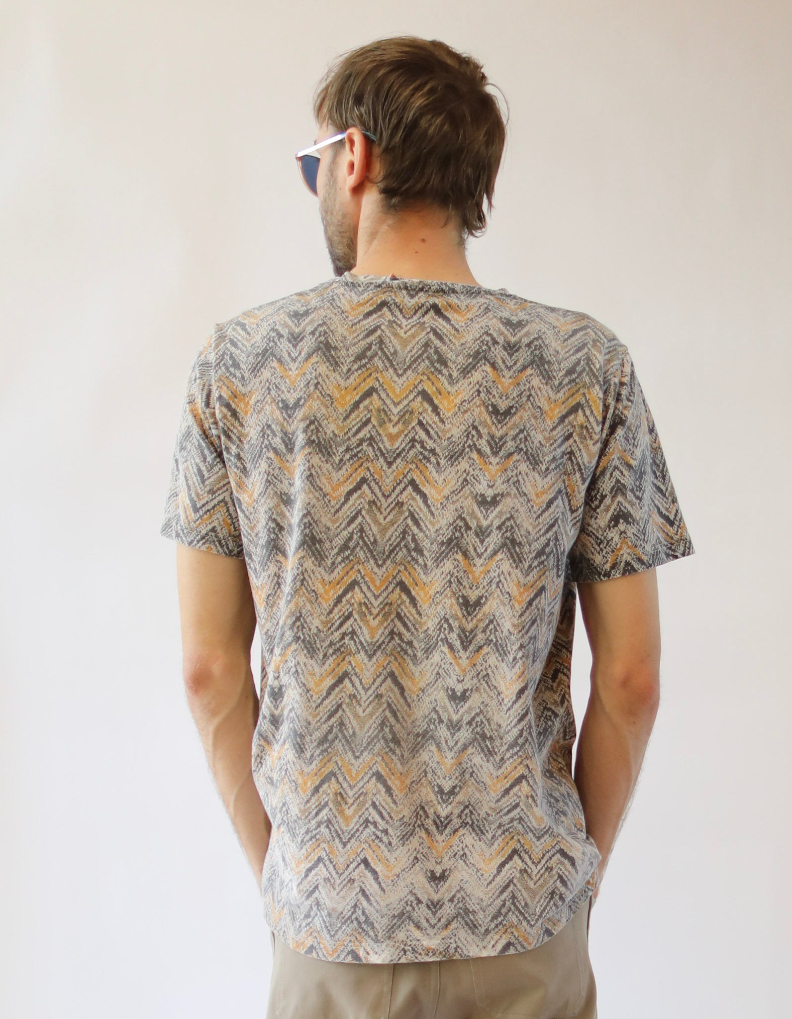 MISSONI Orange and Grey Zig-Zag Pattern T-Shirt