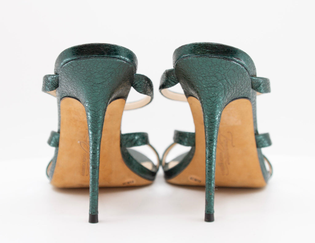 VINCE CAMUTO Imagine Collection Metallic Green Strappy Slip On Heels