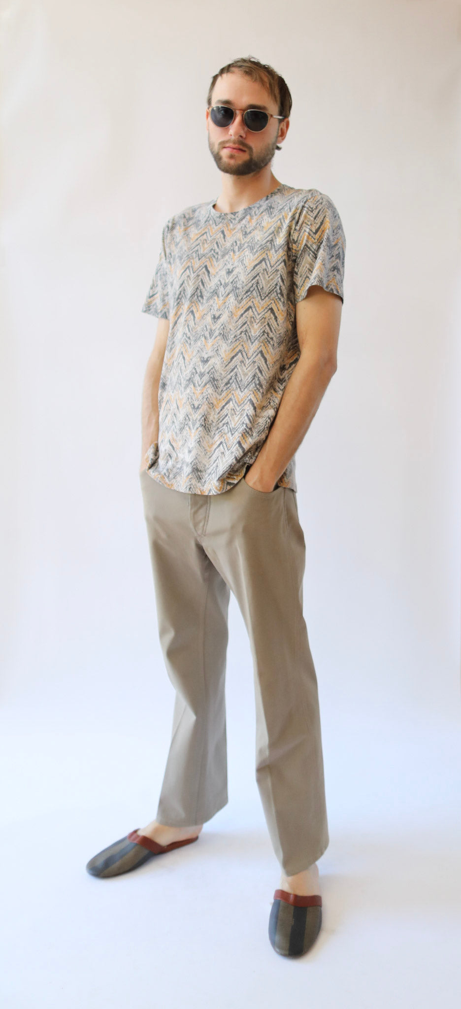 MISSONI Orange and Grey Zig-Zag Pattern T-Shirt