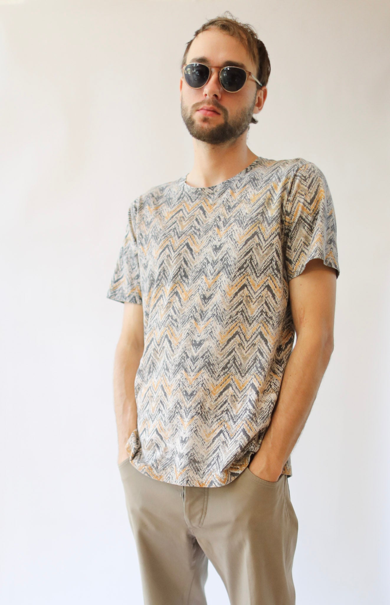MISSONI Orange and Grey Zig-Zag Pattern T-Shirt