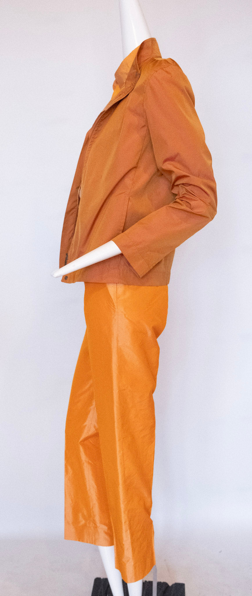 MAX MARA Orange Silk Pant, Shirt and Jacket Ensemble