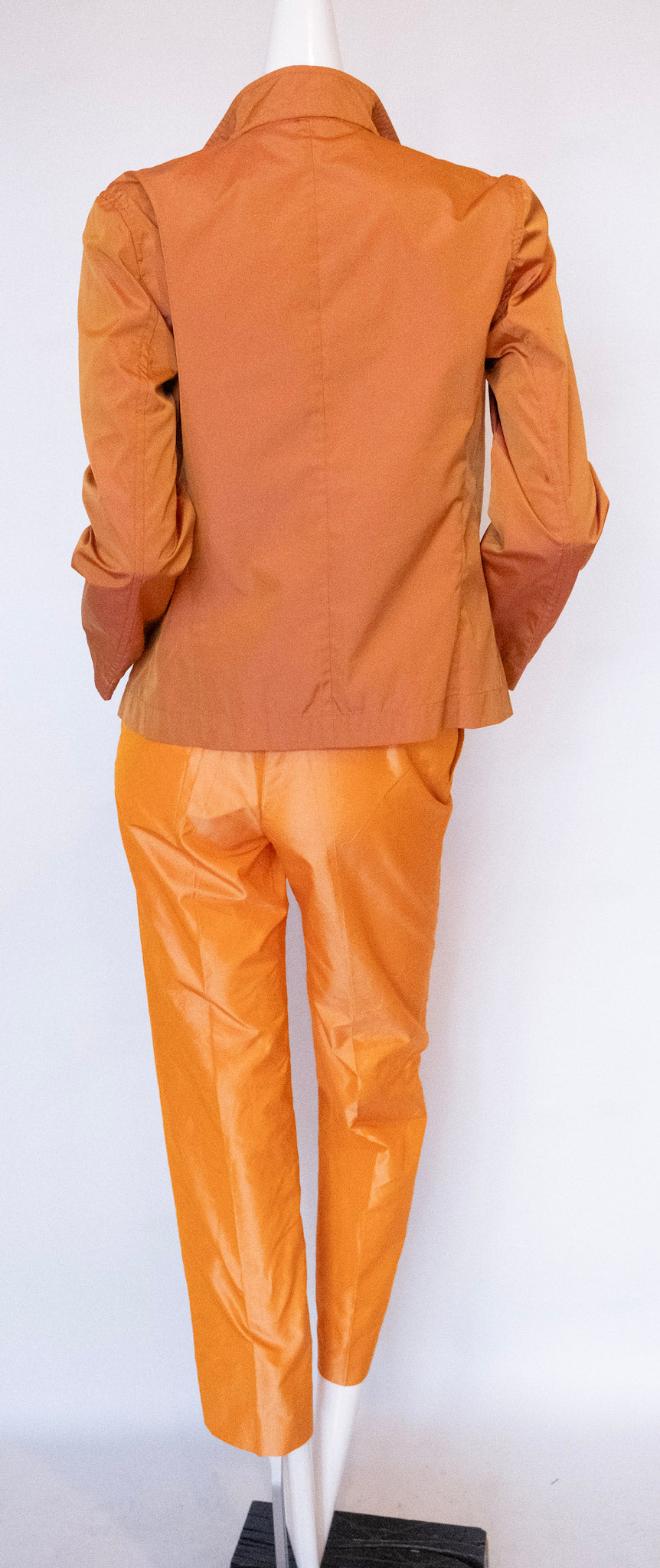MAX MARA Orange Silk Pant, Shirt and Jacket Ensemble