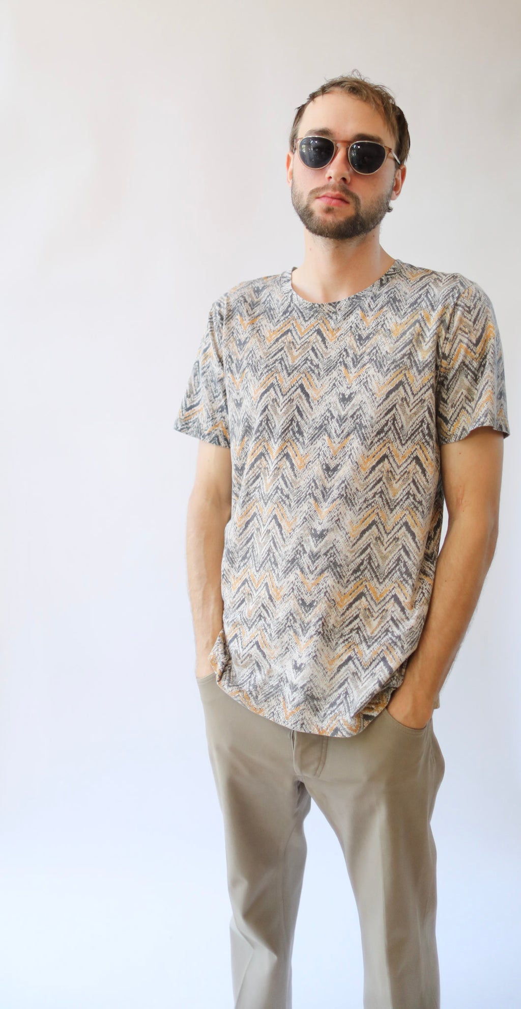 MISSONI Orange and Grey Zig-Zag Pattern T-Shirt