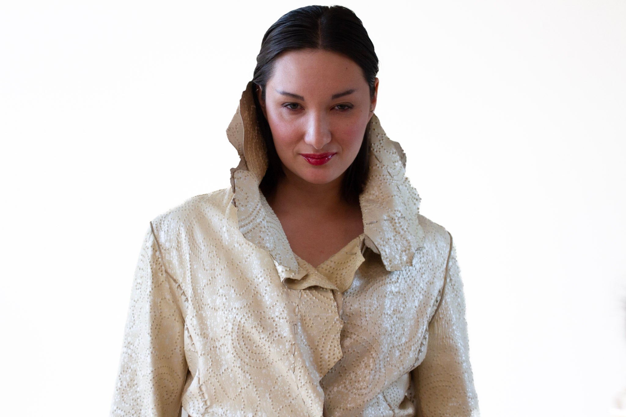 Gucci Ensemble : Rare 1960s-1970s Couture, treated leather ensemble
