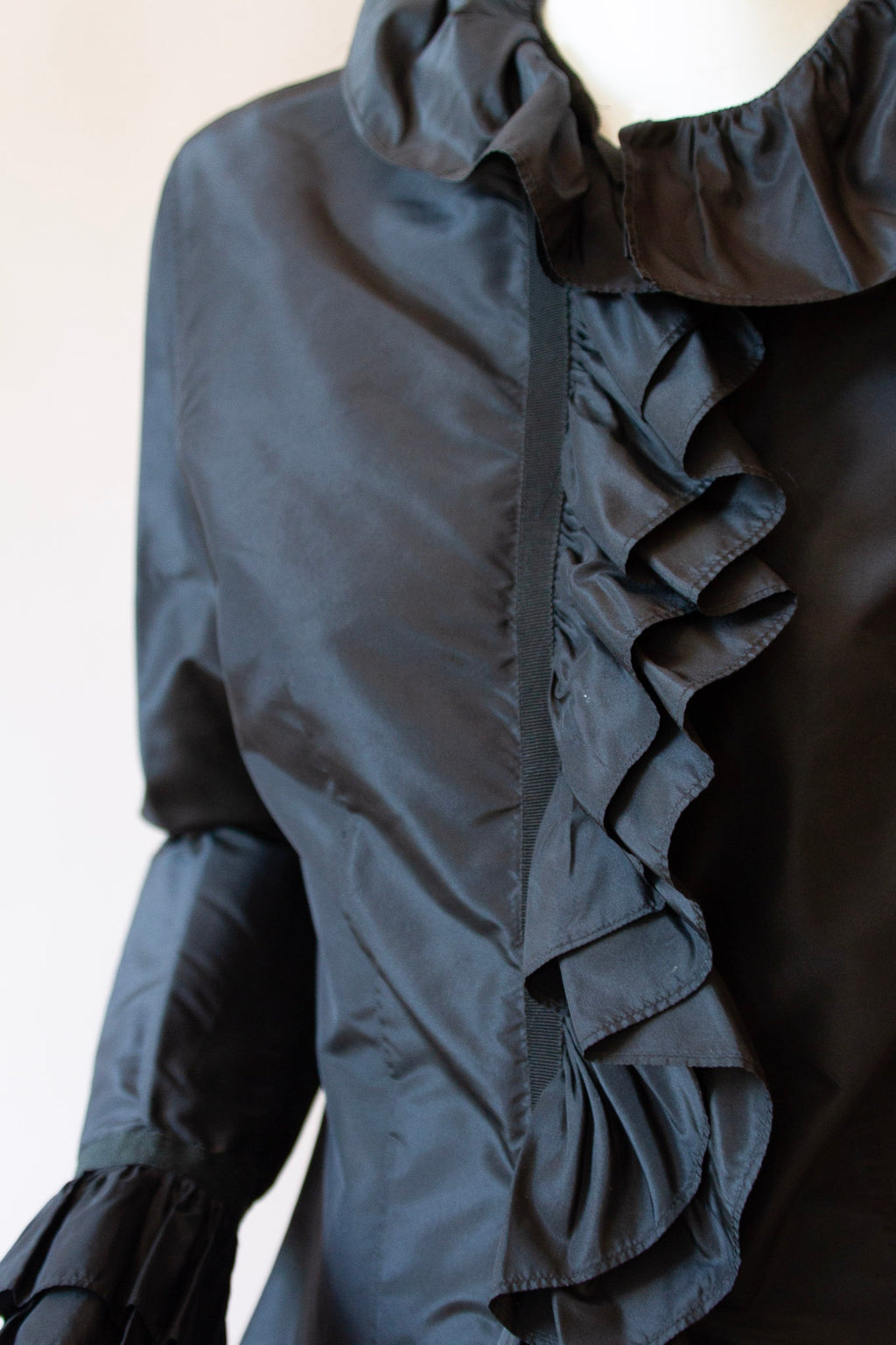 ETRO Black Silk Ruffle Blouse