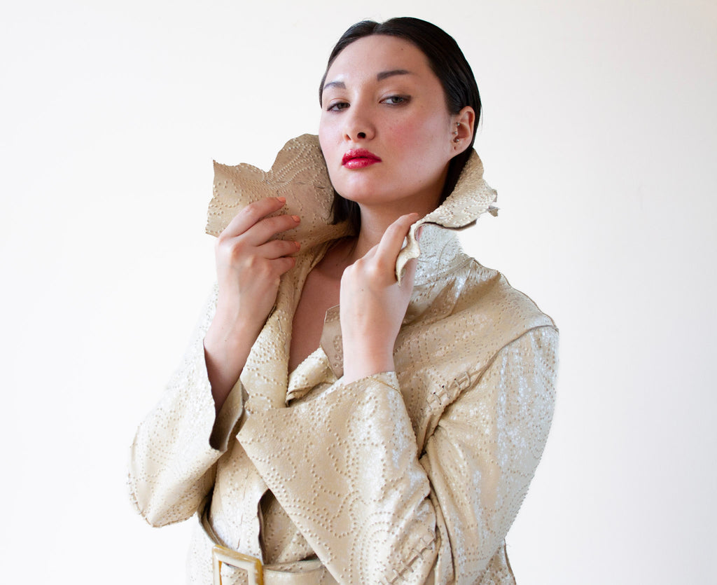 Gucci Ensemble : Rare 1960s-1970s Couture, treated leather ensemble