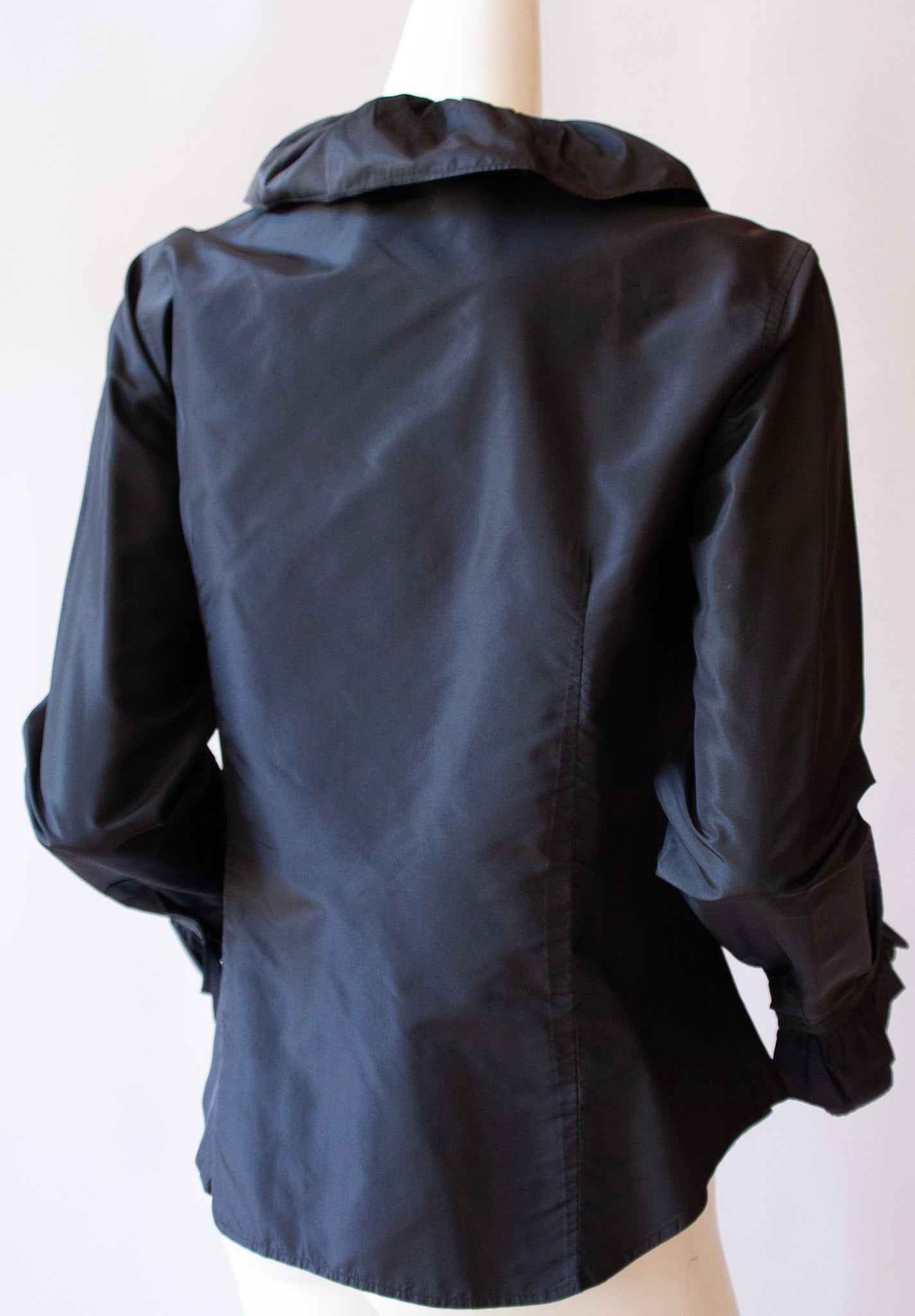 ETRO Black Silk Ruffle Blouse