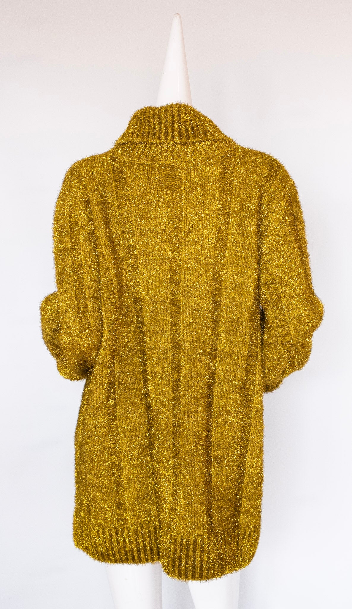 VICOLO Gold Tinsel Turtleneck Sweater Dress