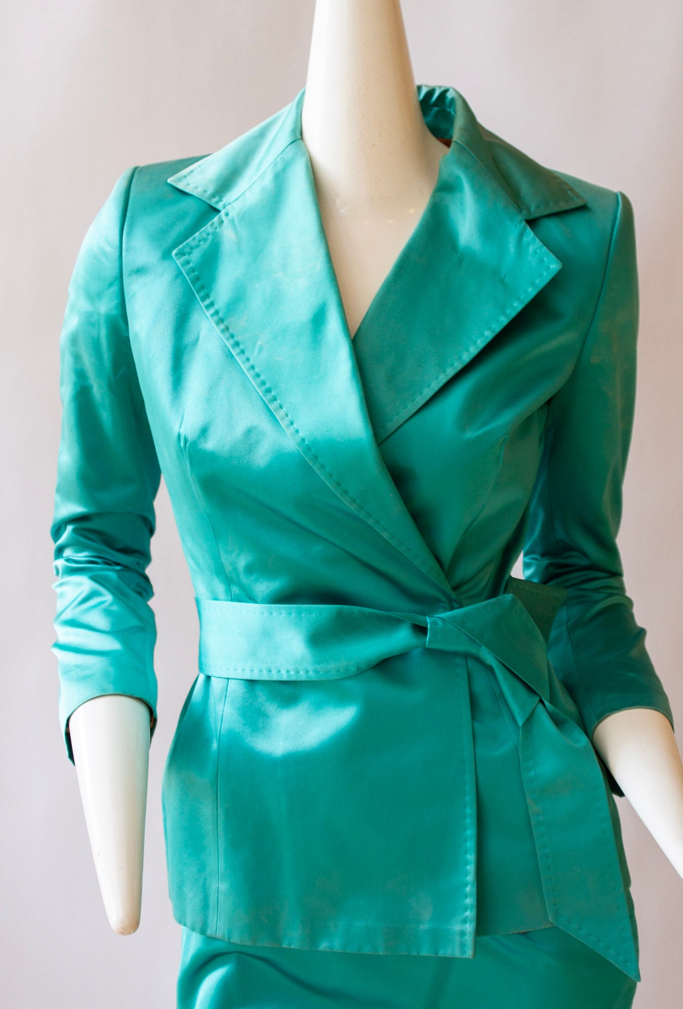 Dolce & Gabbana, two-piece, blue 100% silk, skirt suit owned by Hollywood icon, Terry Moore