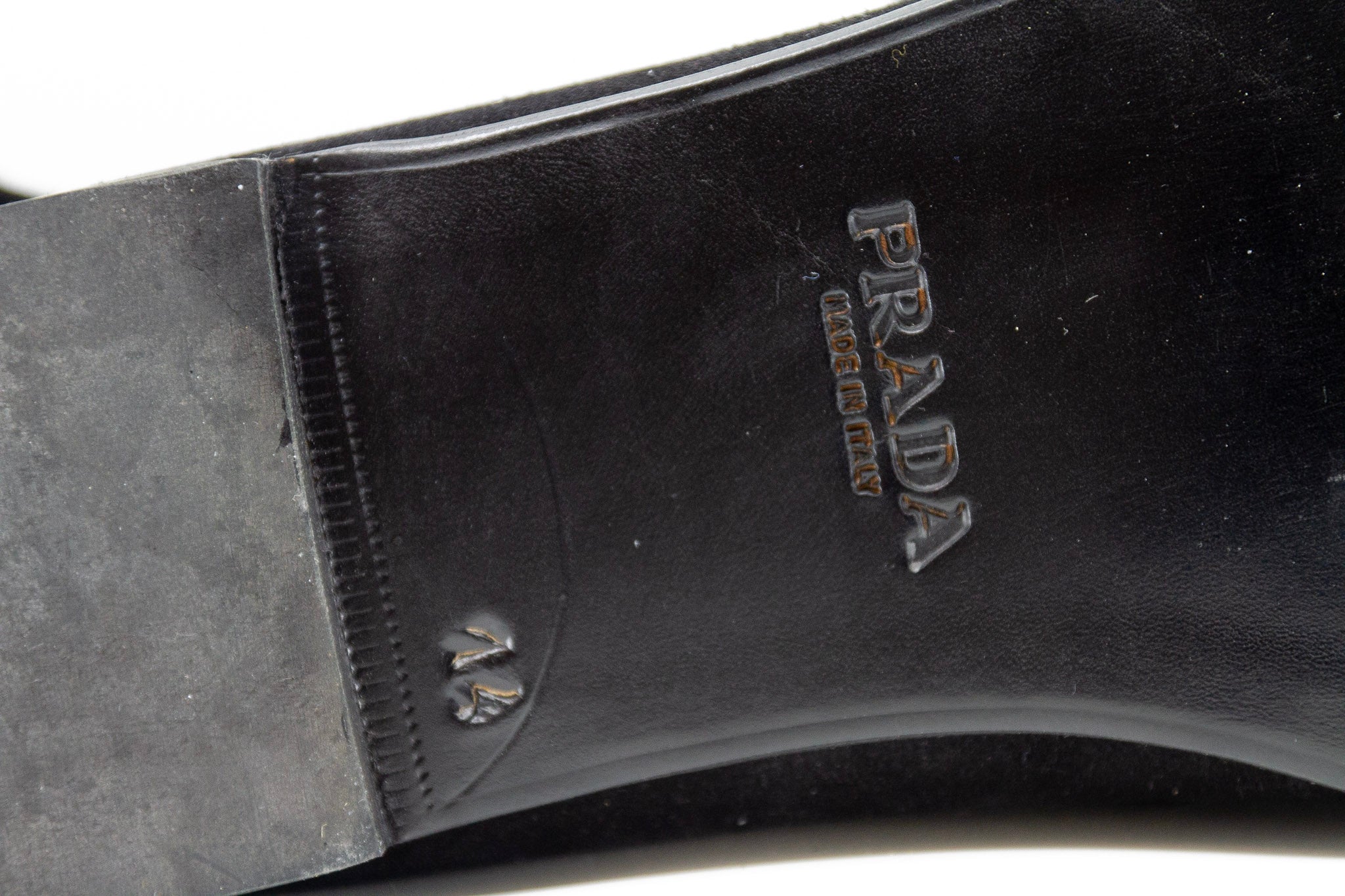 PRADA, black/noir, suede, loafers with beaded embellishments and leather soles, Estate of André Leon Talley