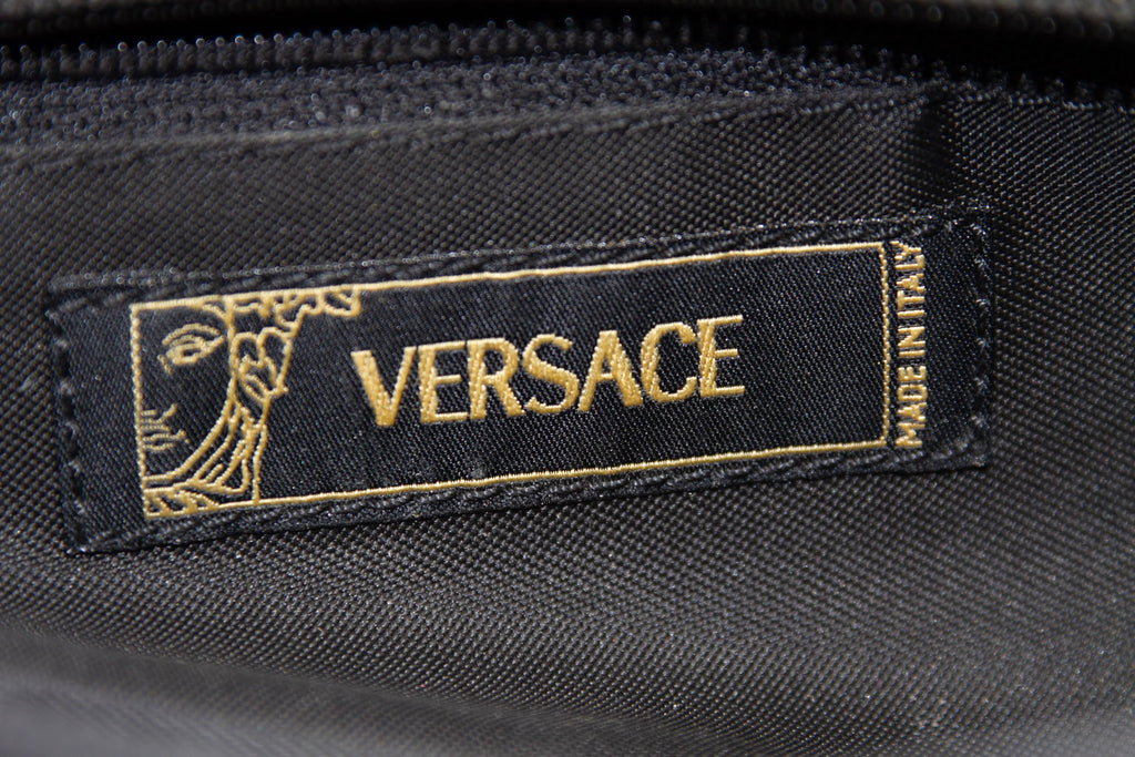 VERSACE Half Face Medusa Satchel Black Canvas Bag