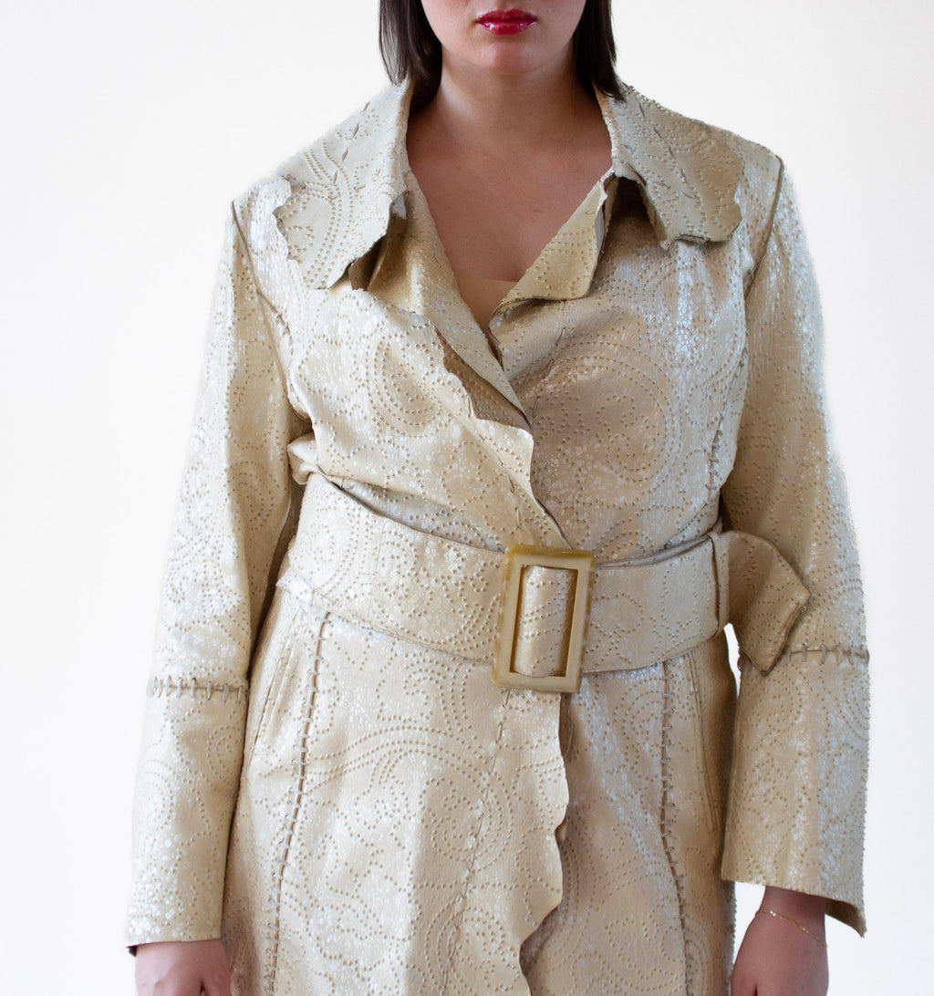 Gucci Ensemble : Rare 1960s-1970s Couture, treated leather ensemble