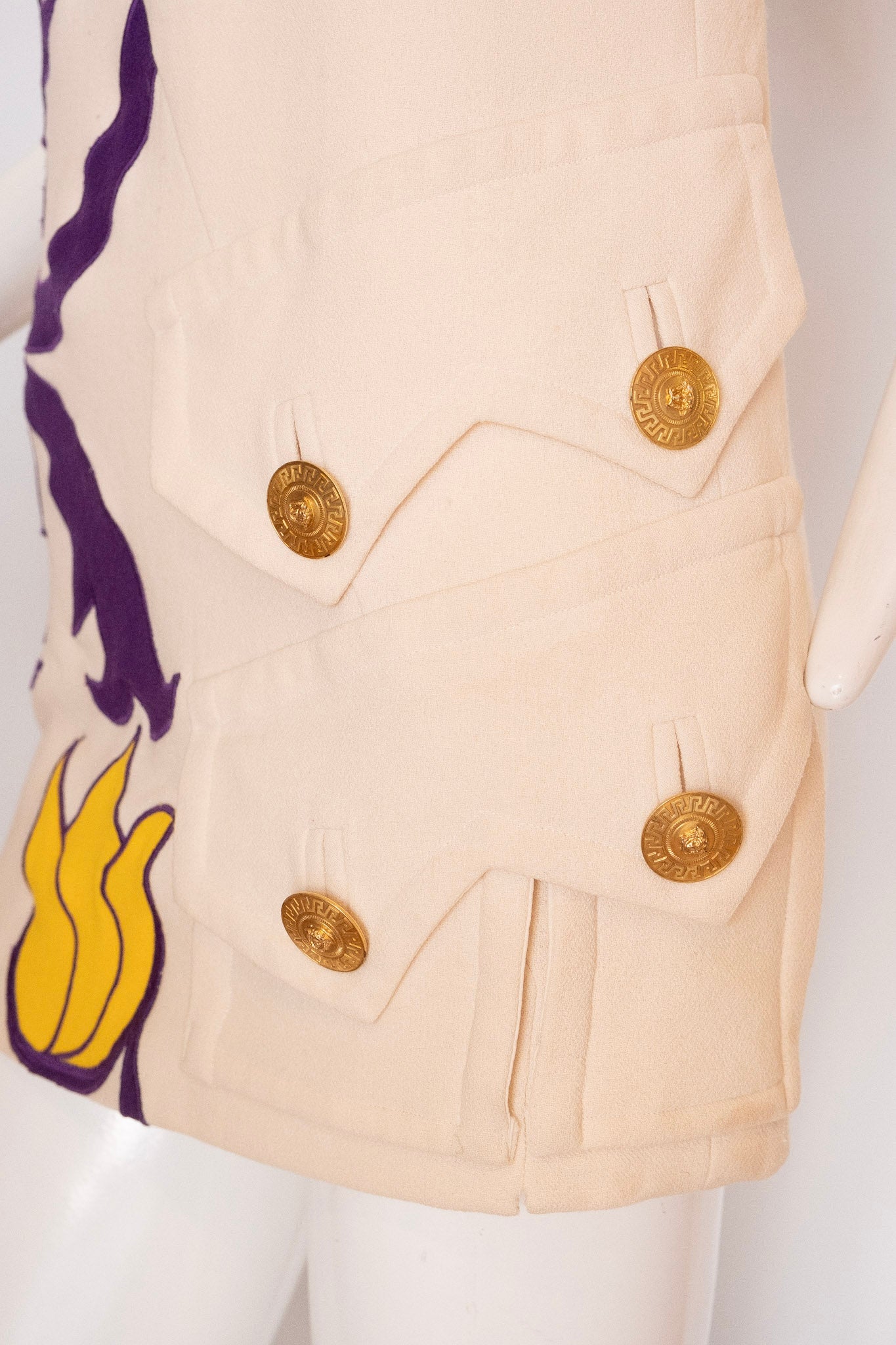 VERSACE tulip dress with gilded buttons, 2011