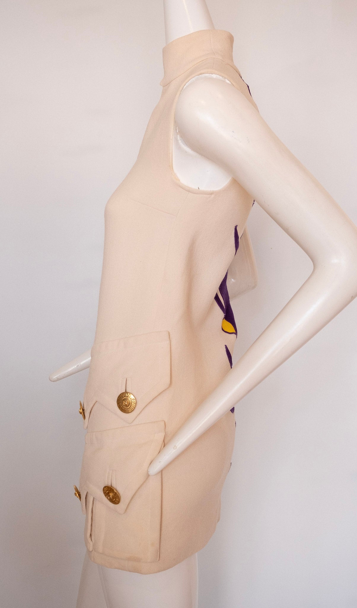 VERSACE tulip dress with gilded buttons, 2011