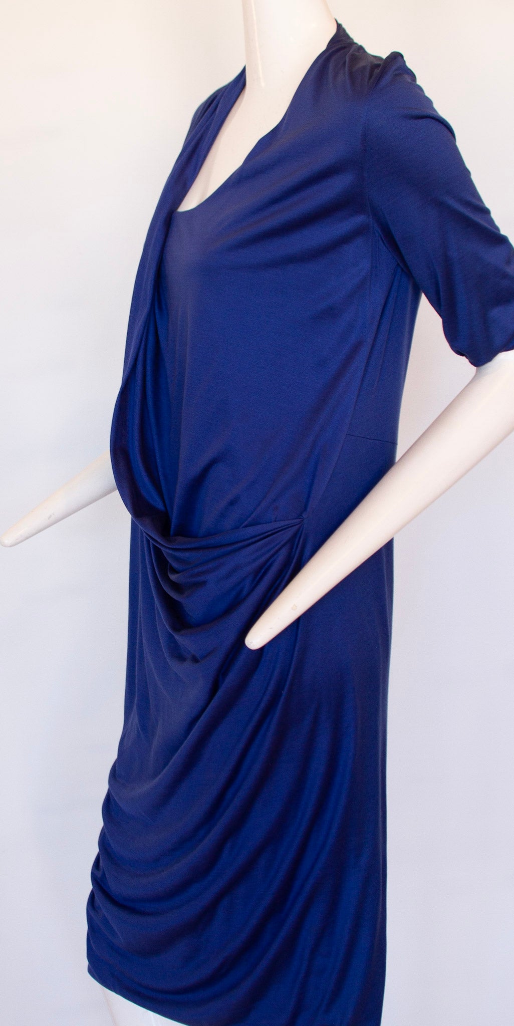 BOTTEGA VENETA 100% Silk Y2K Blue Draped Dress