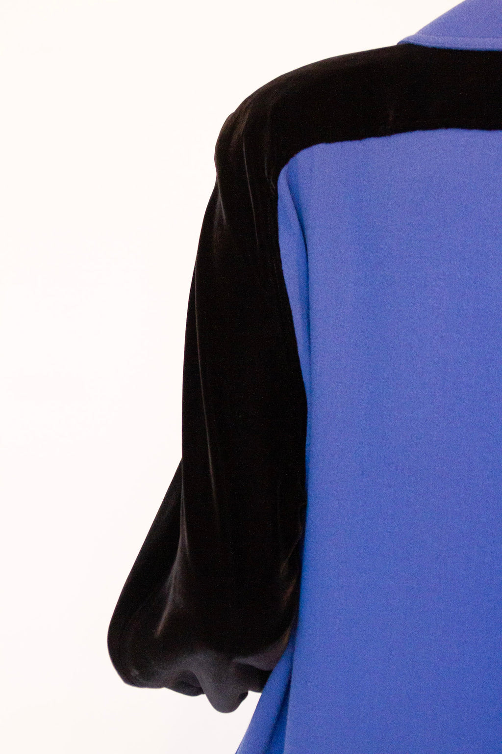 VALENTINO MISS V Blue Wool and Black Velvet Midi Dress