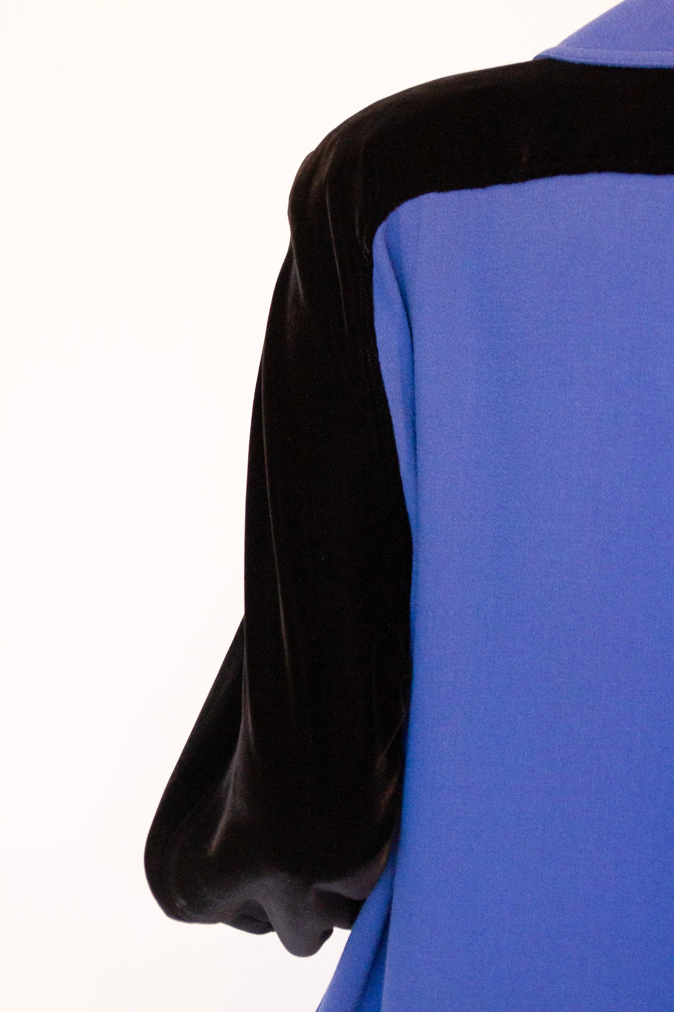 VALENTINO MISS V Blue Wool and Black Velvet Midi Dress
