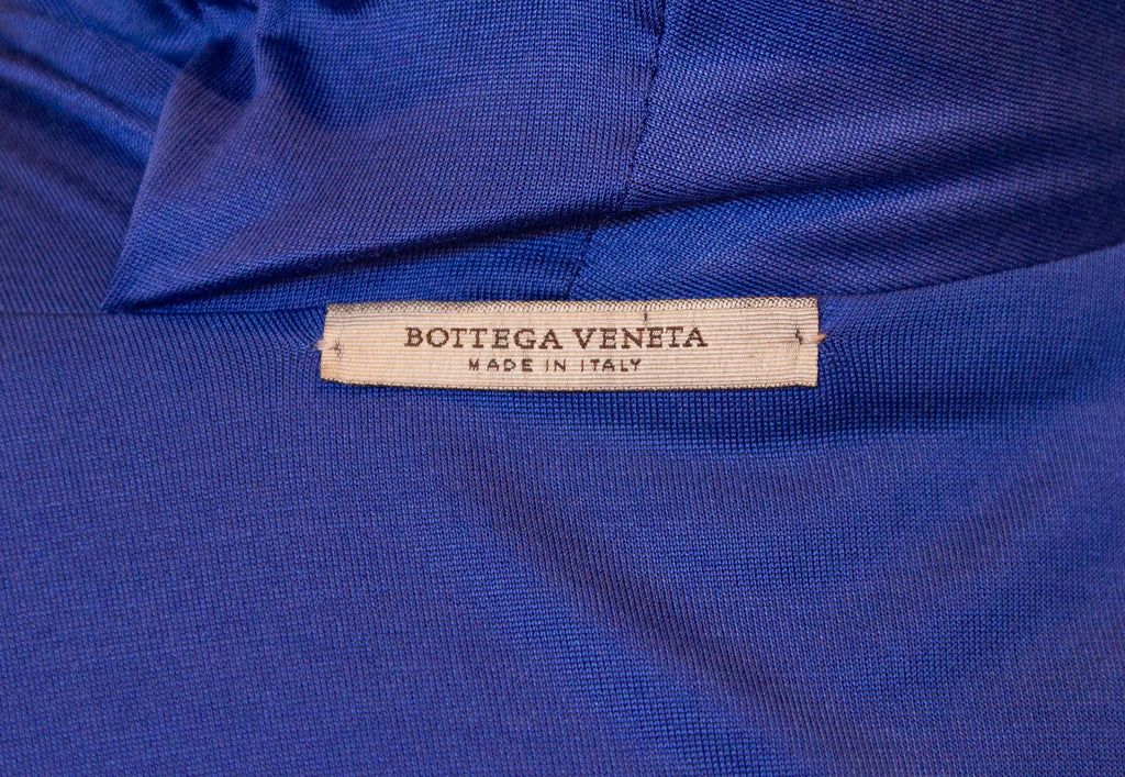 BOTTEGA VENETA 100% Silk Y2K Blue Draped Dress